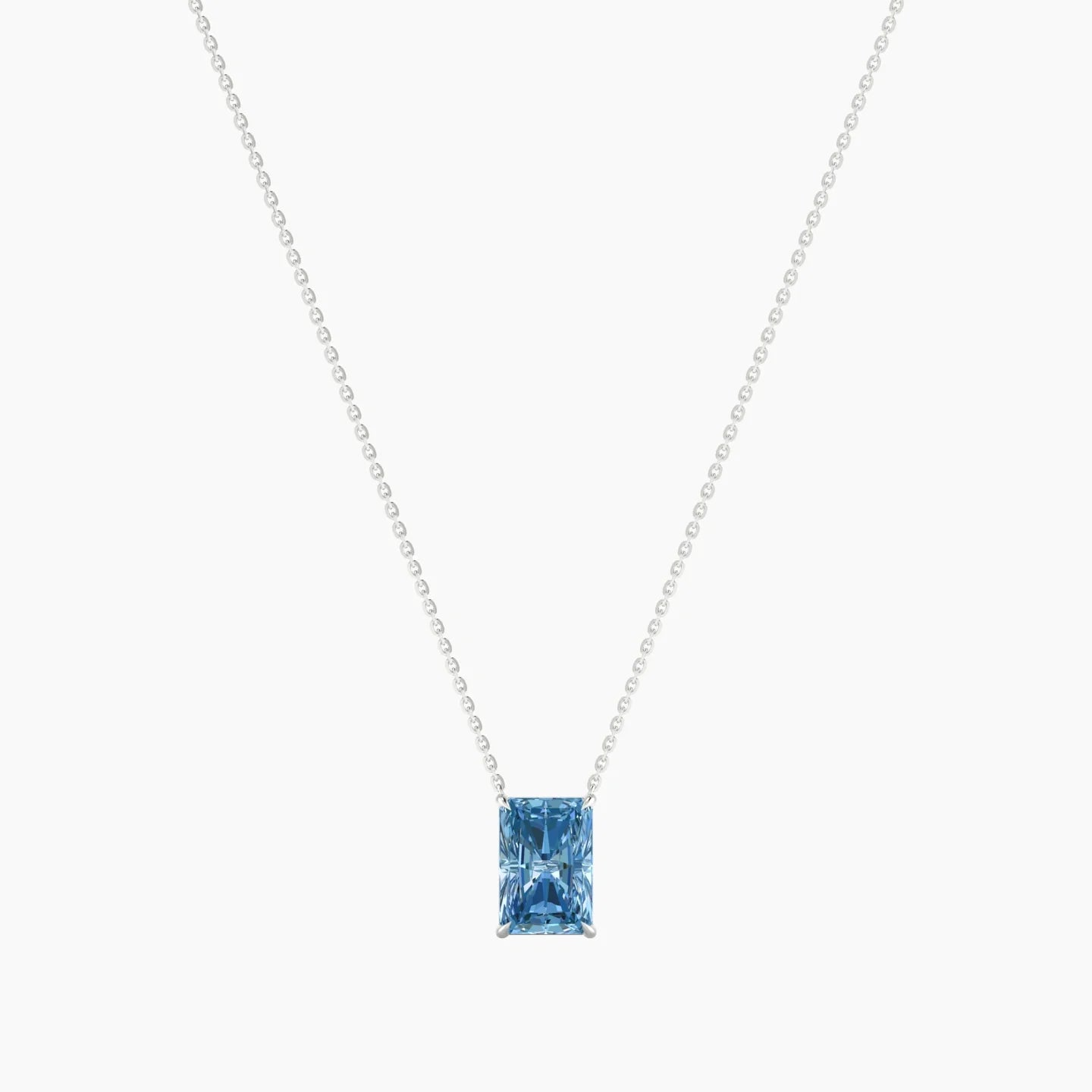 Solitaire | 18k White Gold 3 ct Blue Lab Diamond Radiant Cut Pendant