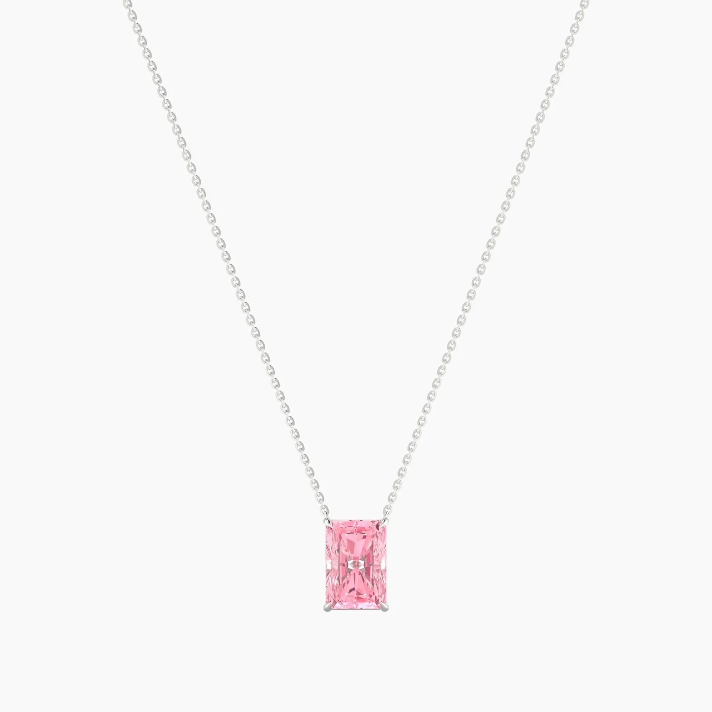 Solitaire | 18k White Gold 3 ct Pink Lab Diamond Radiant Cut Pendant