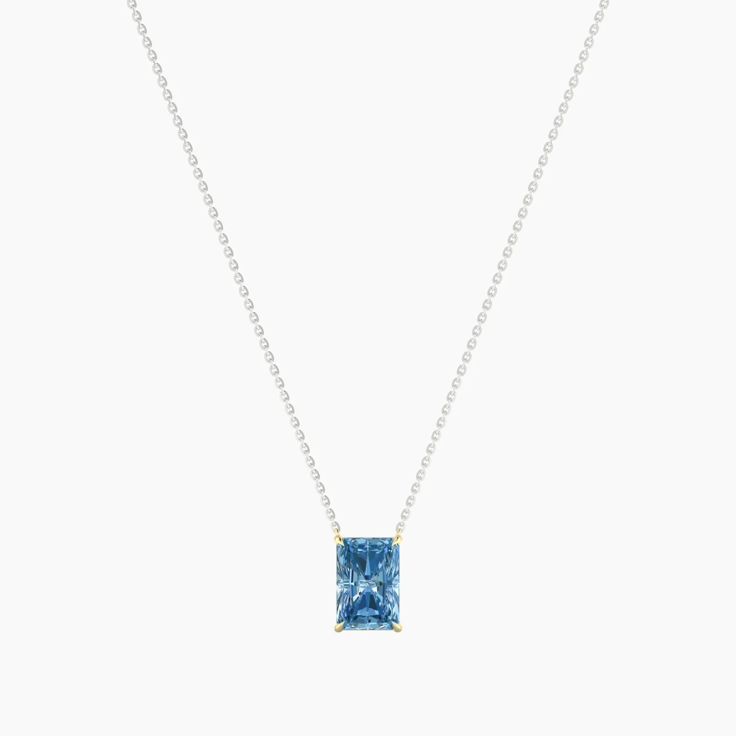 Solitaire | 18k White & Yellow Gold 3 ct Blue Lab Diamond Radiant Cut Pendant
