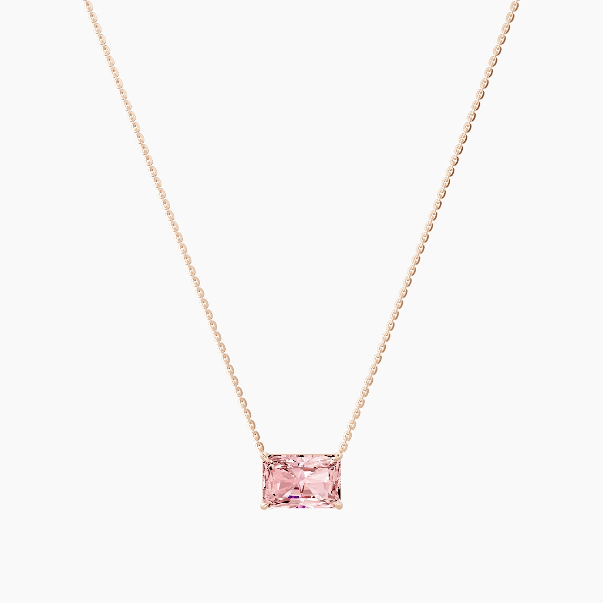 Solitaire | 18k Rose Gold 3 ct Pink Lab Diamond Radiant Pendant
