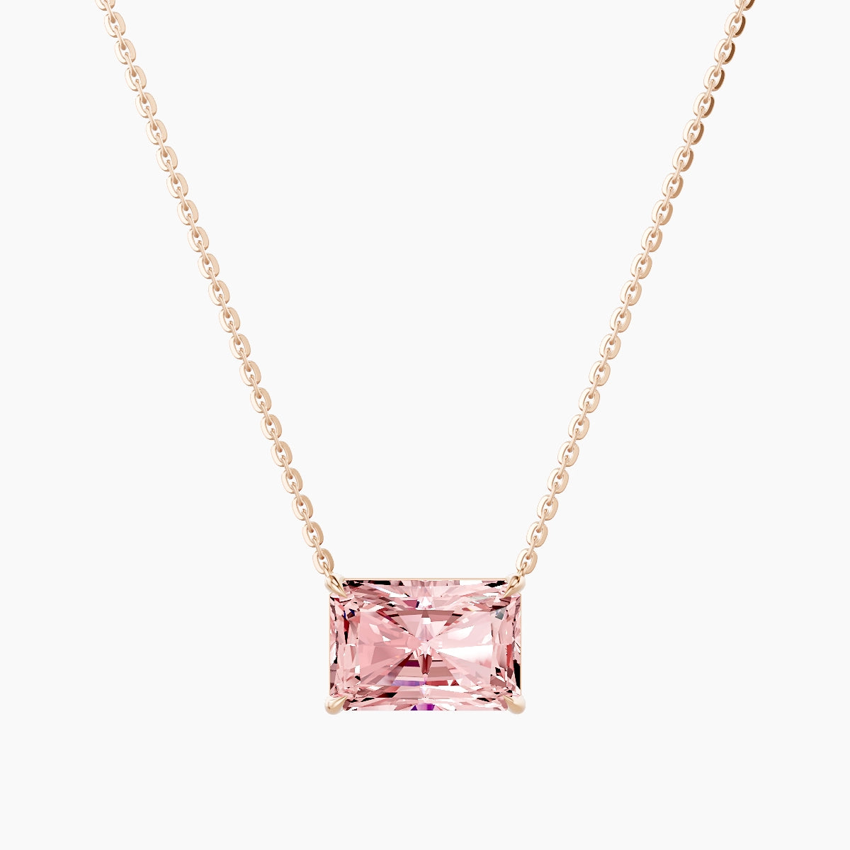 Solitaire | 18k Rose Gold 3 ct Pink Lab Diamond Radiant Pendant