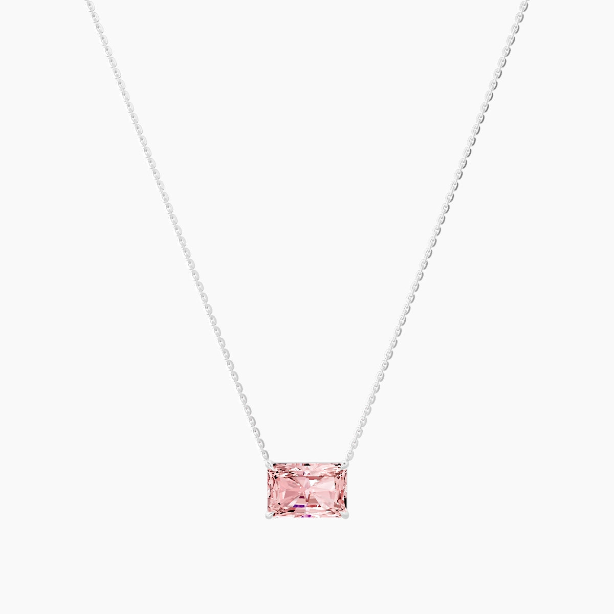 Solitaire | 18k White Gold 3 ct Pink Lab Diamond Radiant Pendant