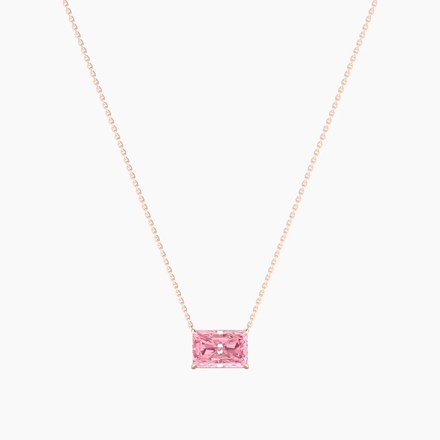 Solitaire | 18k Rose Gold 3 ct Pink Lab Diamond Radiant Cut Pendant