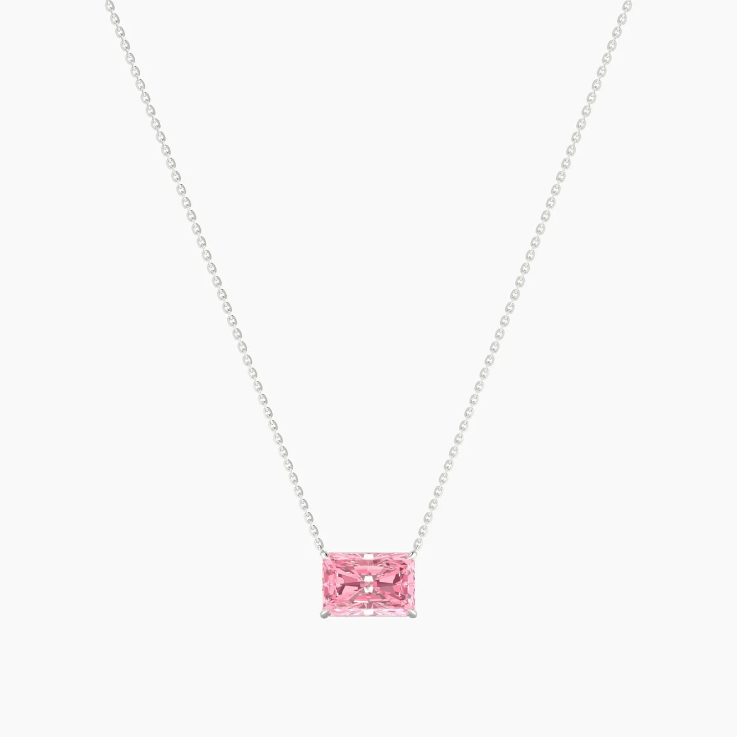 Solitaire | 18k White Gold 3 ct Pink Lab Diamond Radiant Cut Pendant