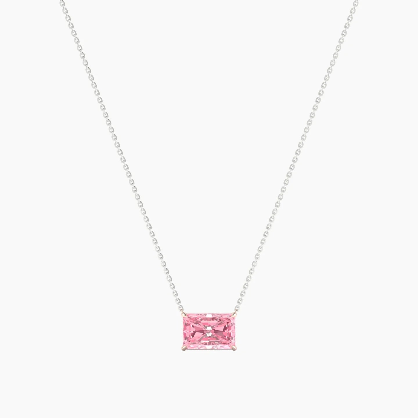 Solitaire | 18k White & Rose Gold 3 ct Pink Lab Diamond Radiant Cut Pendant