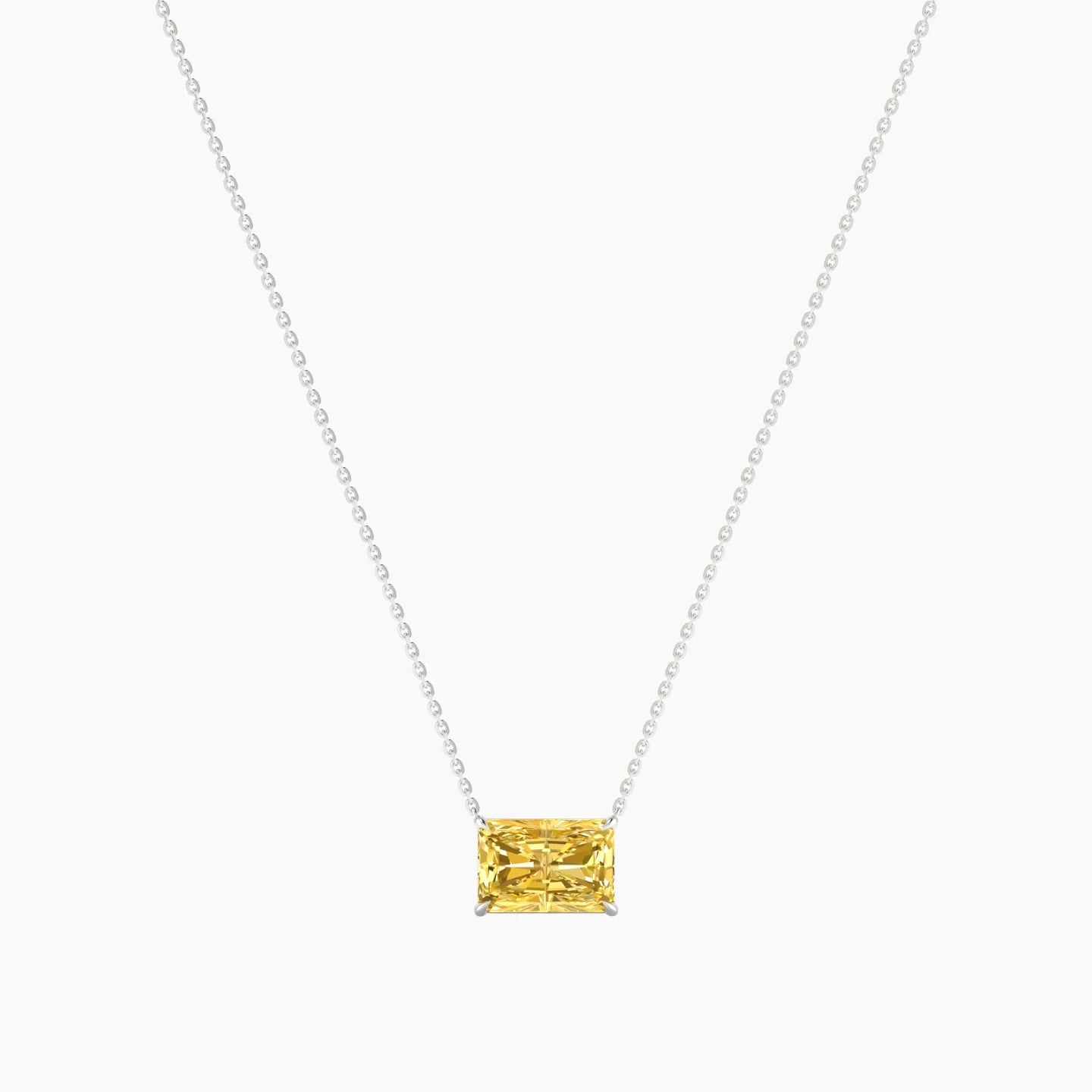 Solitaire | 18k White Gold 3 ct Yellow Lab Diamond Radiant Cut Pendant