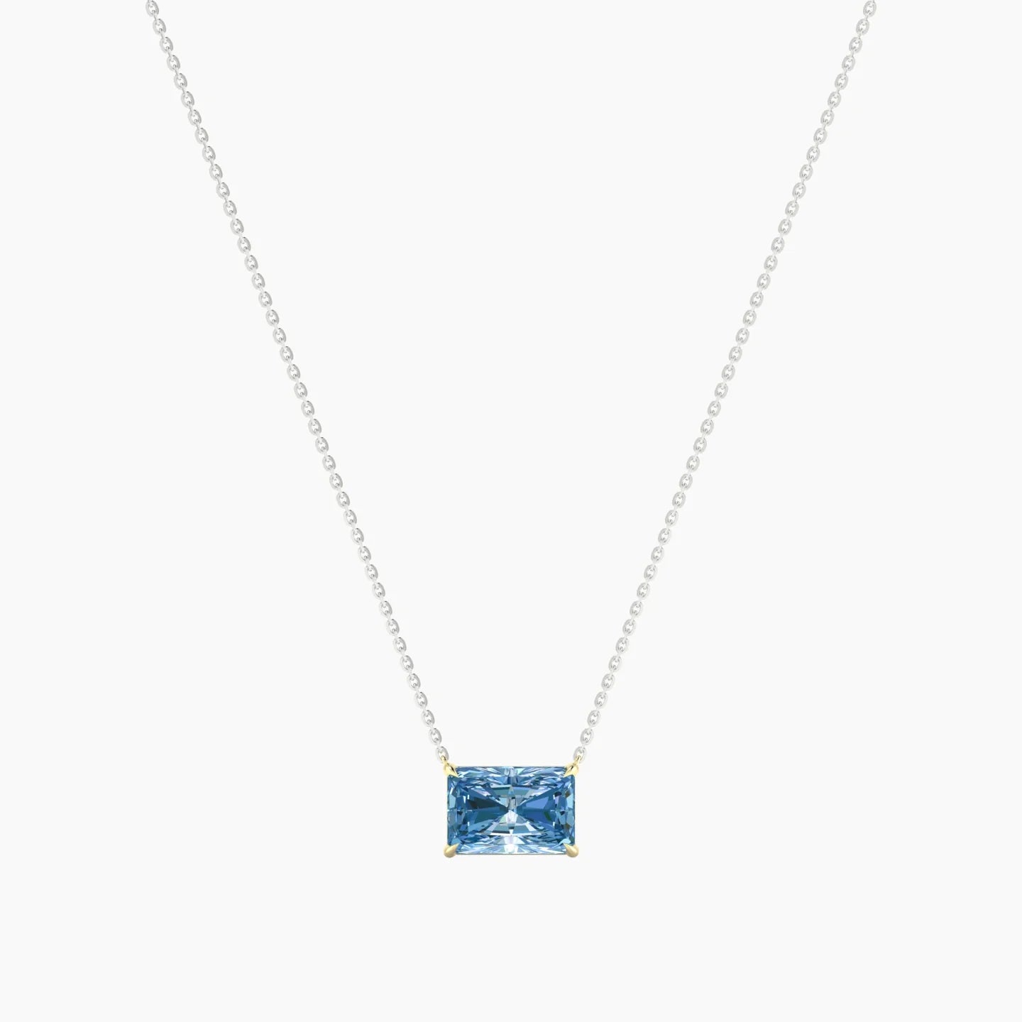 Solitaire | 18k White & Yellow Gold 3 ct Blue Lab Diamond Radiant Cut Pendant