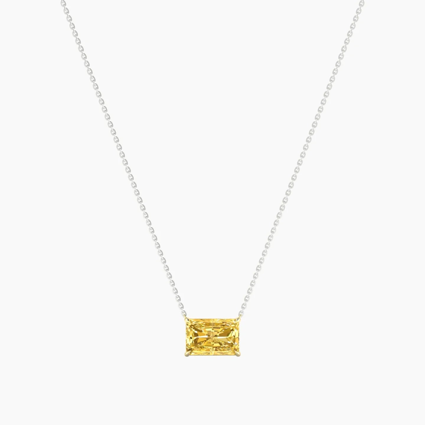 Solitaire | 18k White & Yellow Gold 3 ct Yellow Lab Diamond Radiant Cut Pendant