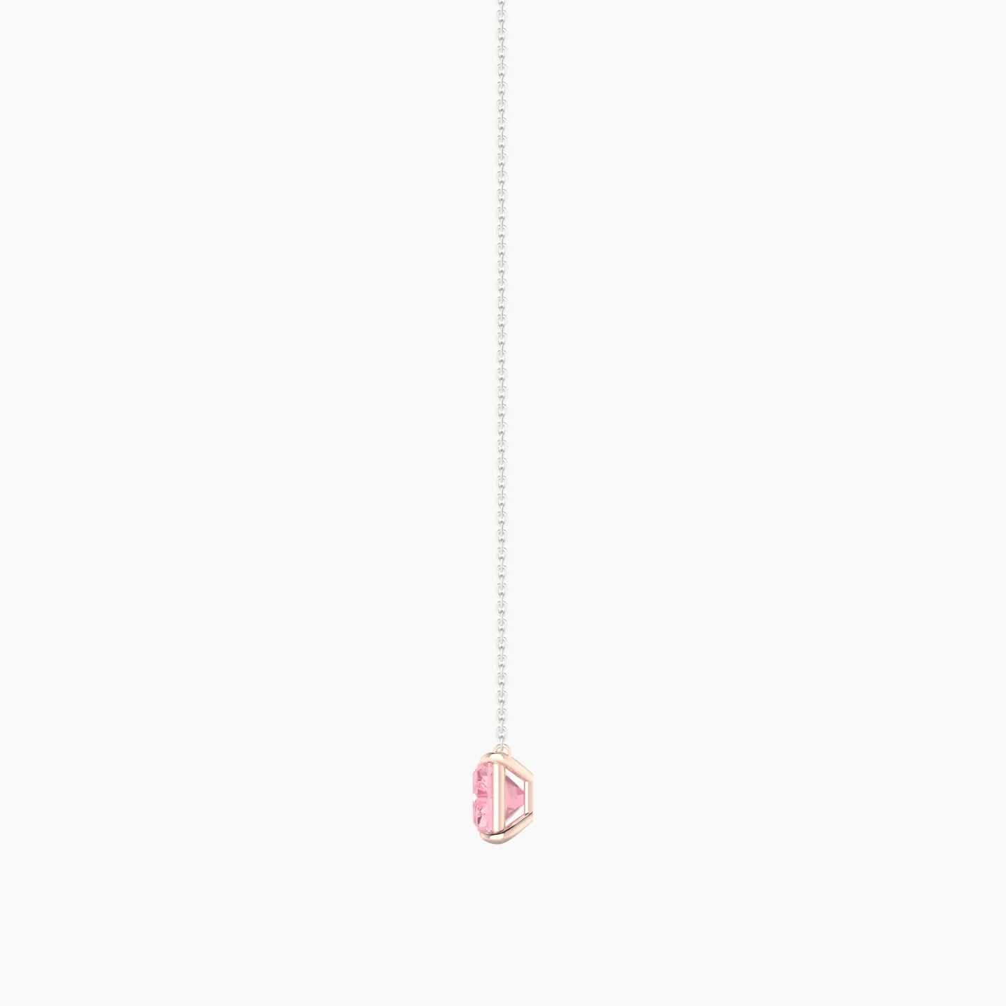 Solitaire | 18k White & Rose Gold 3 ct Pink Lab Diamond Radiant Cut Pendant