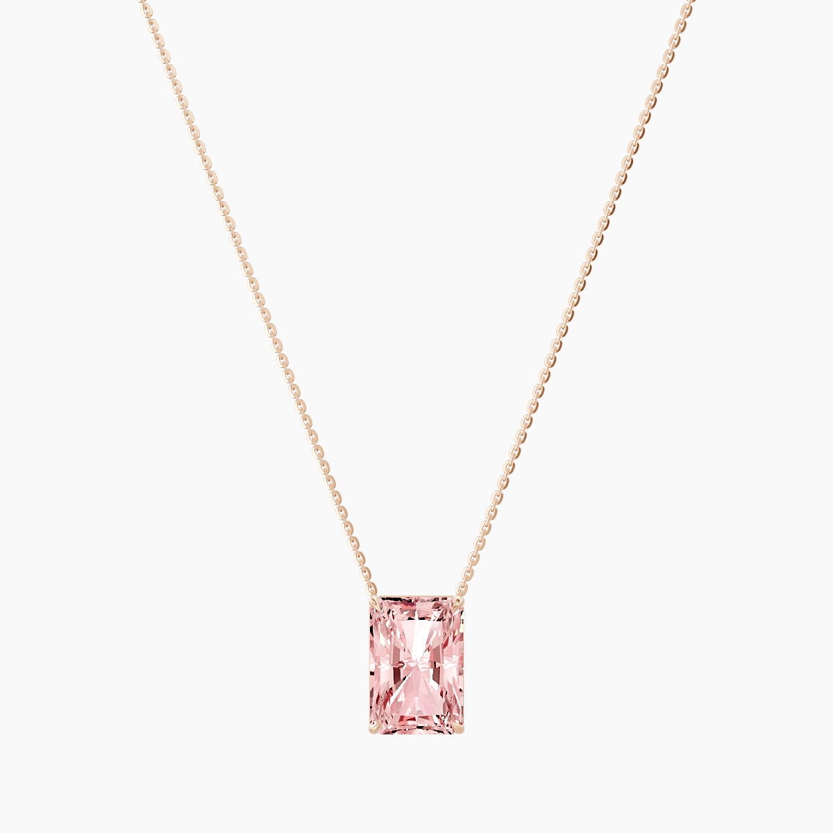 Solitaire | 18k Rose Gold 5 ct Pink Lab Diamond Radiant Pendant