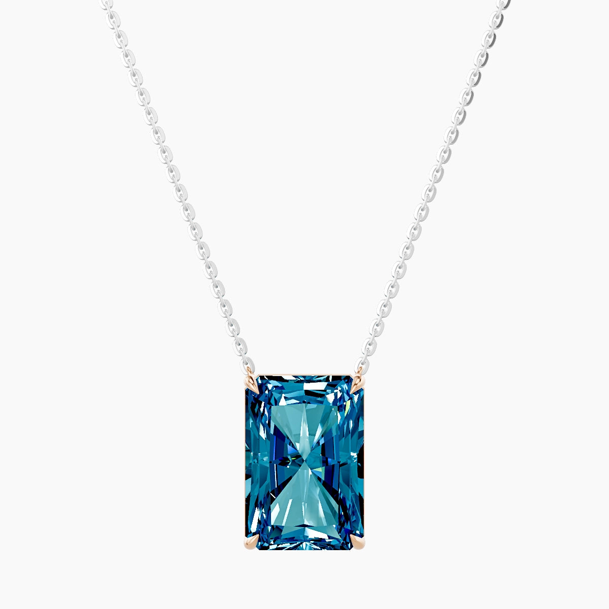 Solitaire | 18k White & Rose Gold 5 ct Blue Lab Diamond Radiant Pendant