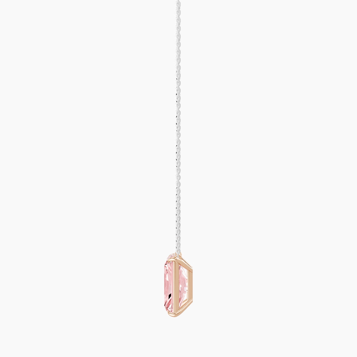 Solitaire | 18k White & Rose Gold 5 ct Pink Lab Diamond Radiant Pendant