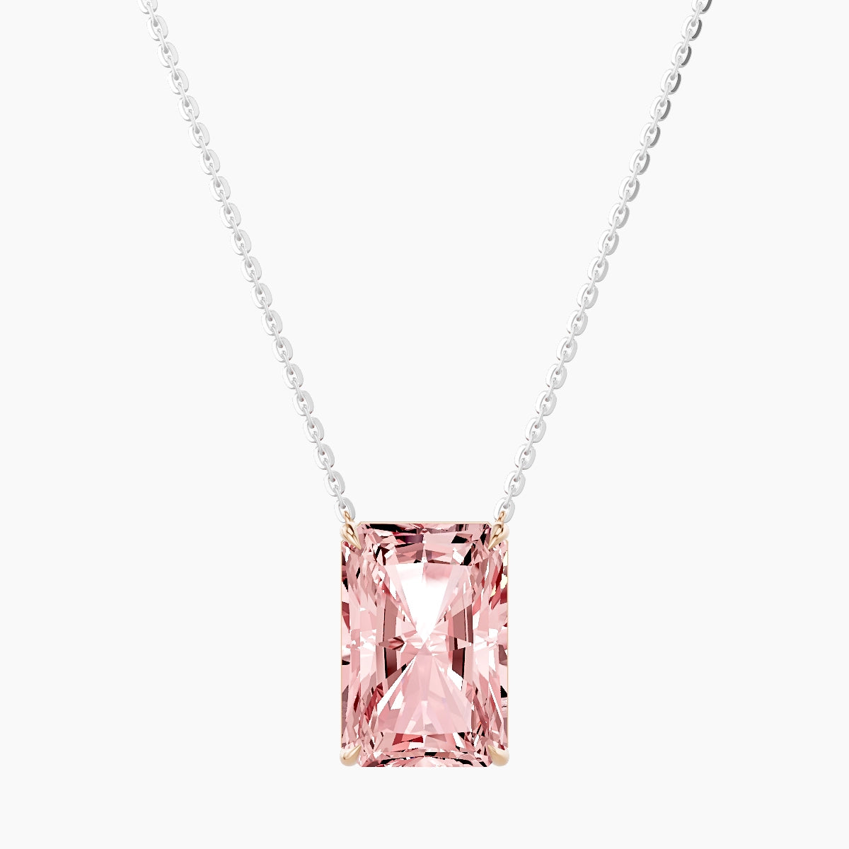 Solitaire | 18k White & Rose Gold 5 ct Pink Lab Diamond Radiant Pendant