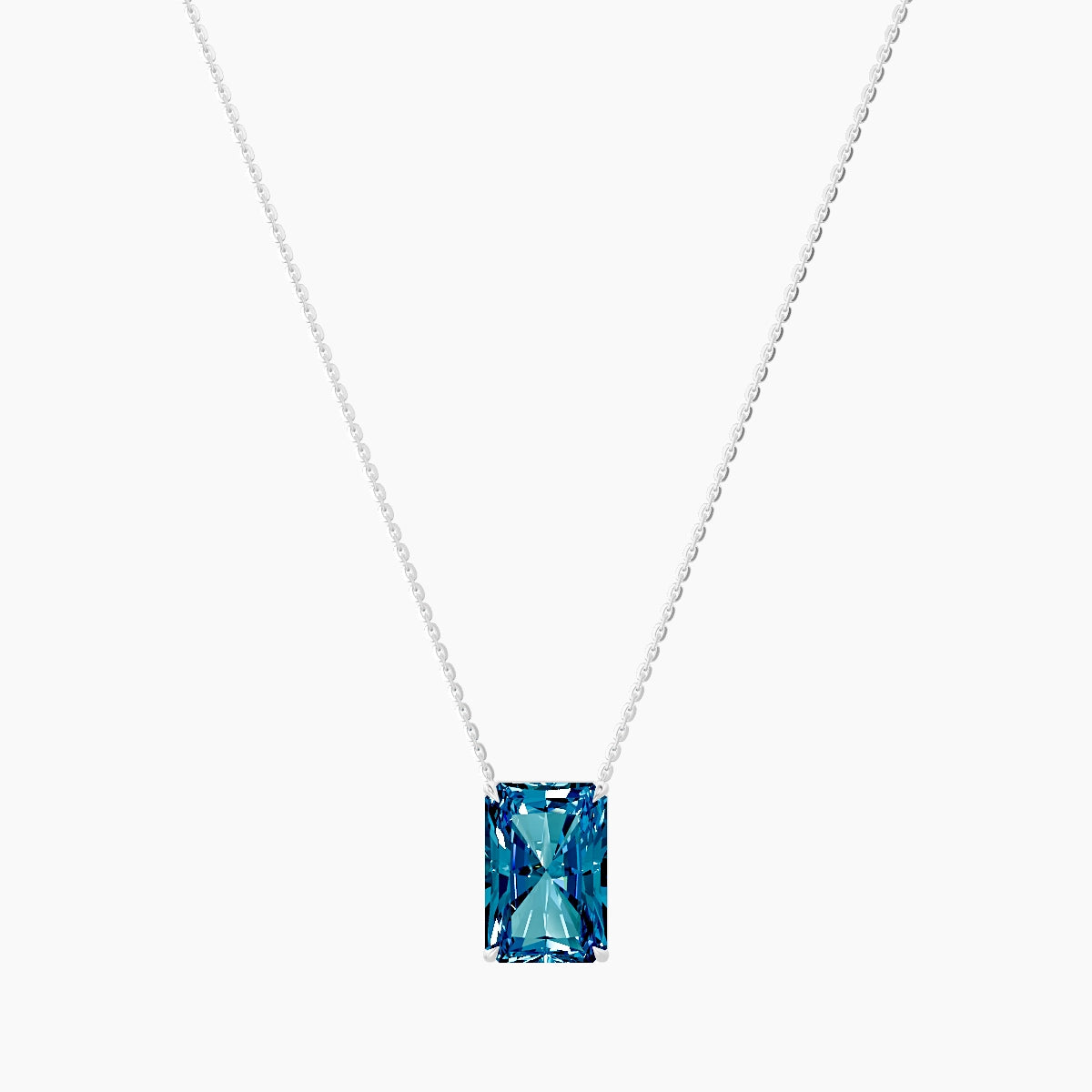 Solitaire | 18k White Gold 5 ct Blue Lab Diamond Radiant Pendant