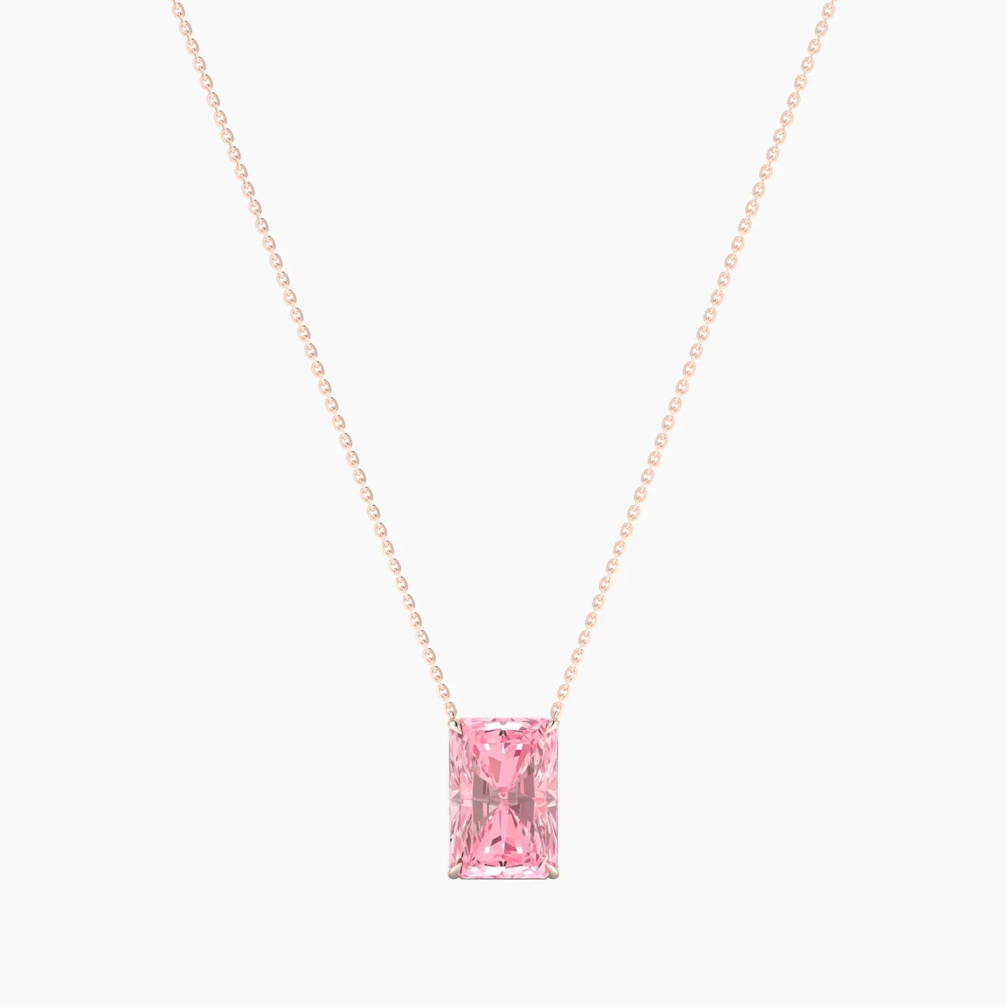 Solitaire | 18k Rose Gold 5 ct Pink Lab Diamond Radiant Cut Pendant
