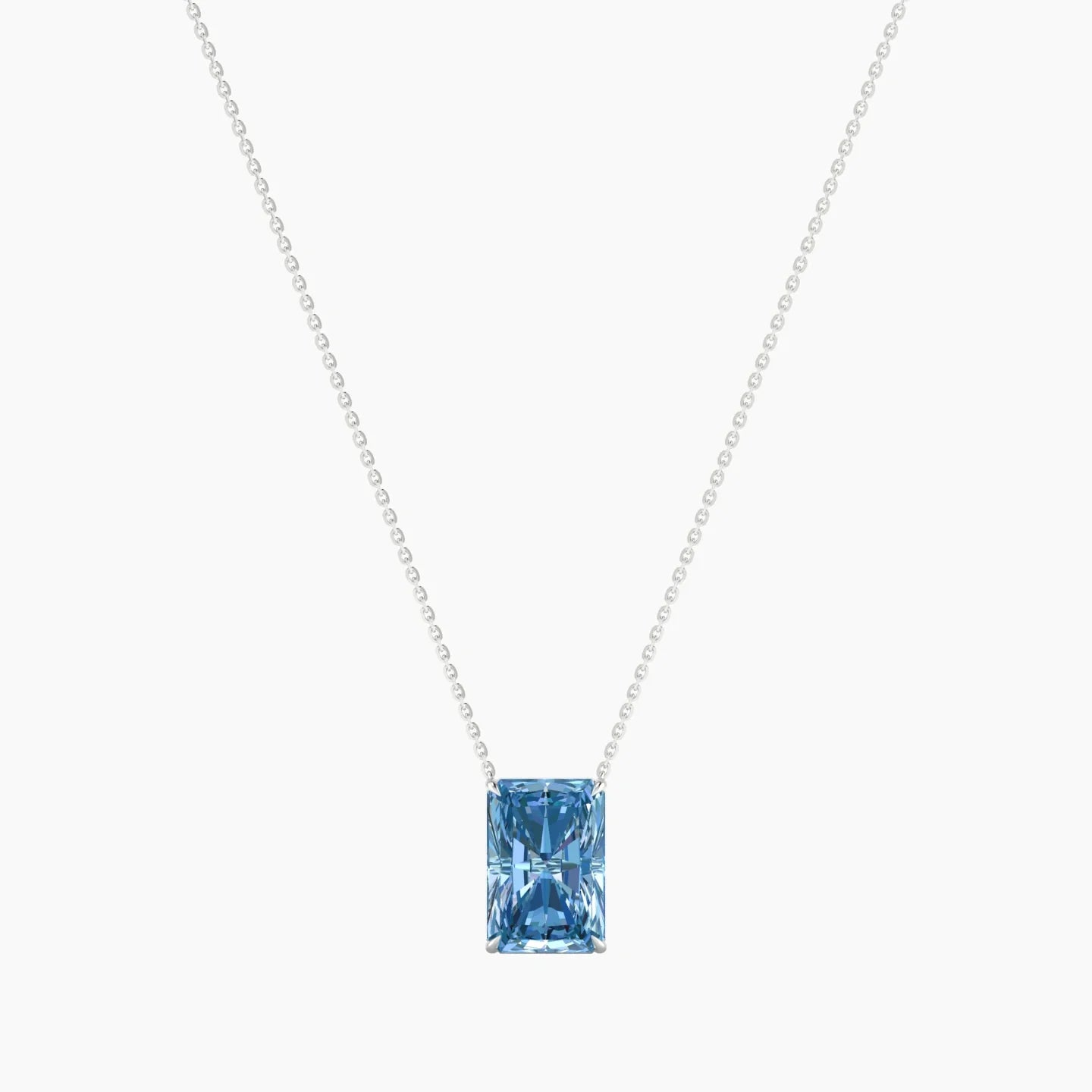 Solitaire | 18k White Gold 5 ct Blue Lab Diamond Radiant Cut Pendant