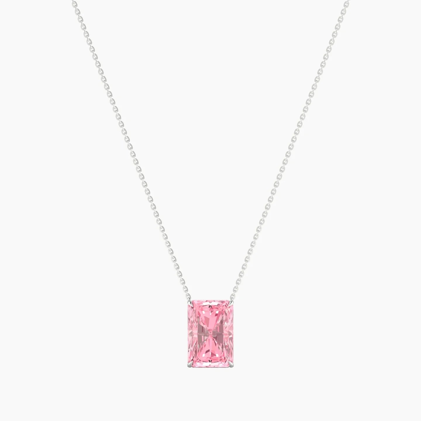 Solitaire | 18k White Gold 5 ct Pink Lab Diamond Radiant Cut Pendant