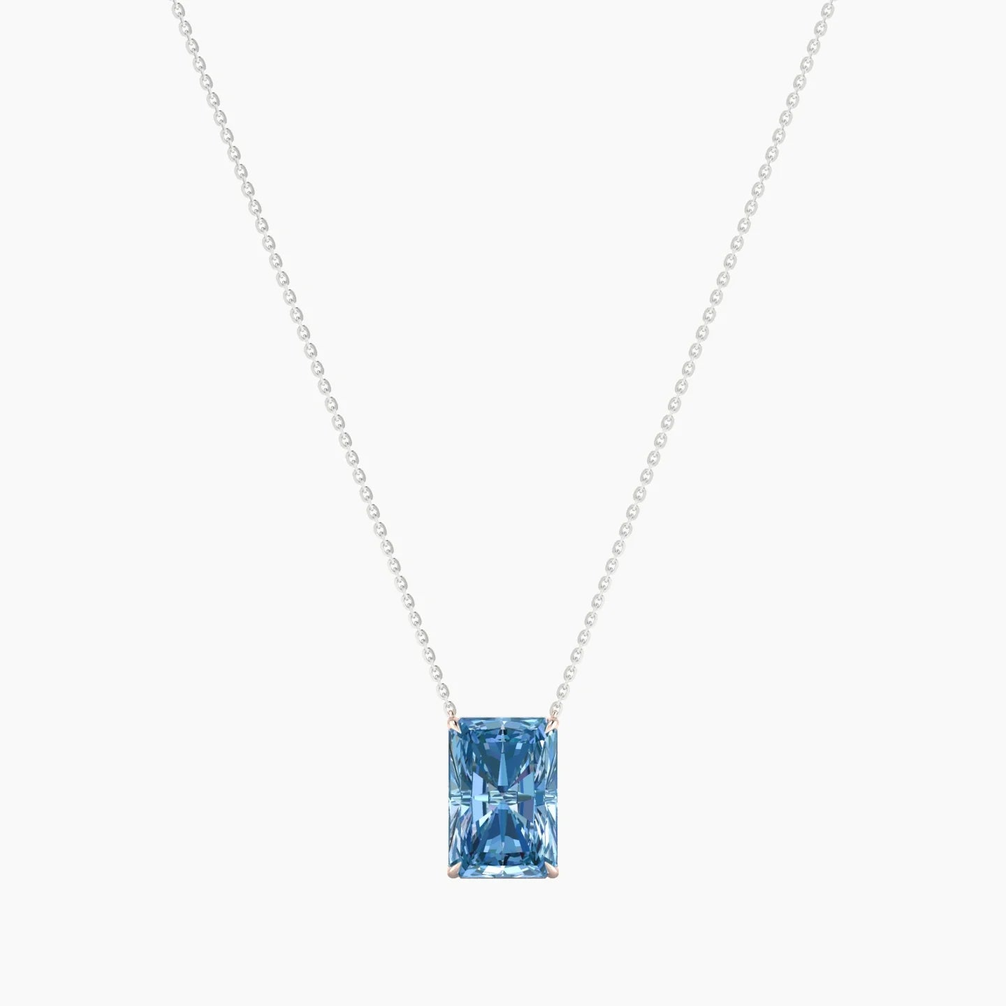 Solitaire | 18k White & Rose Gold 5 ct Blue Lab Diamond Radiant Cut Pendant