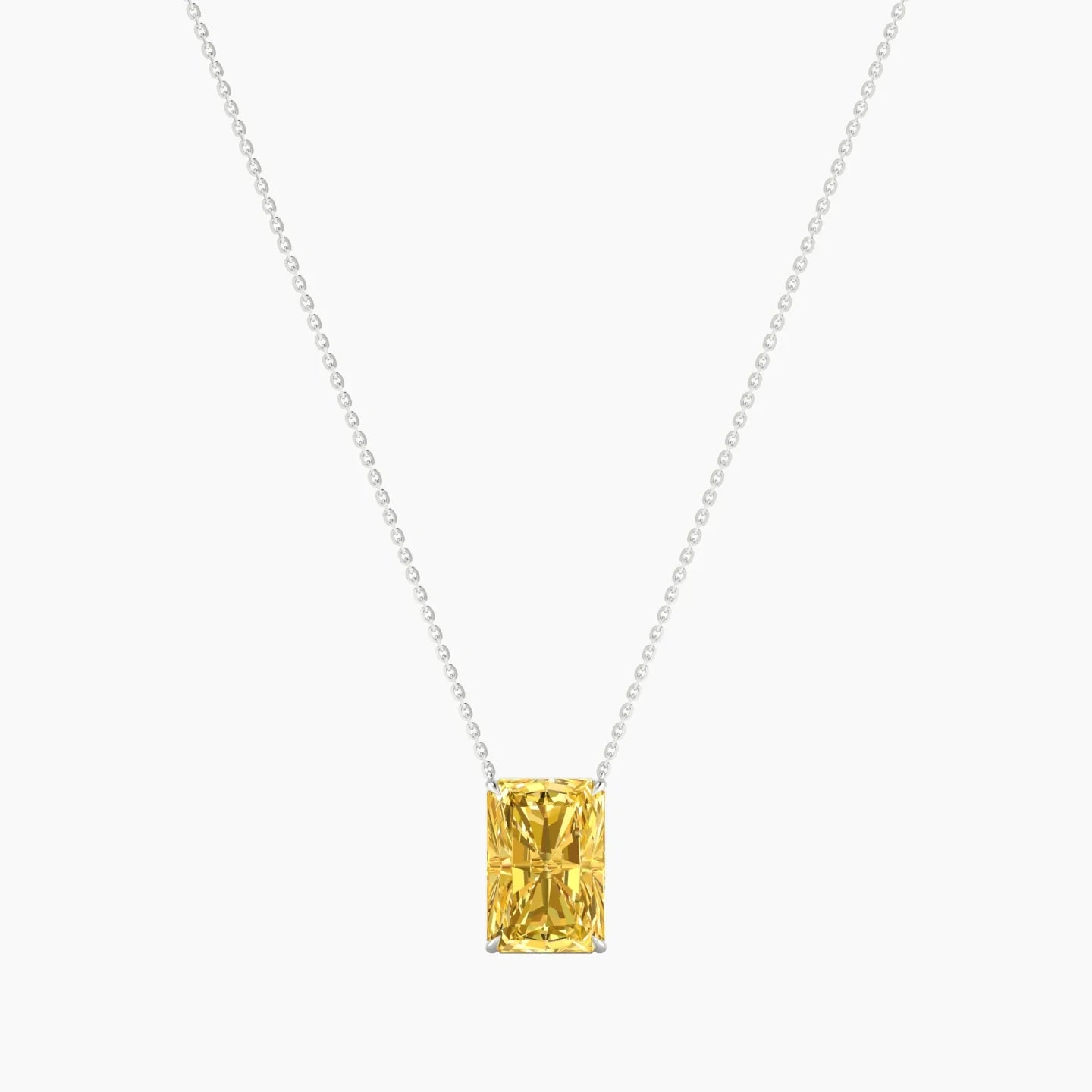 Solitaire | 18k White Gold 5 ct Yellow Lab Diamond Radiant Cut Pendant