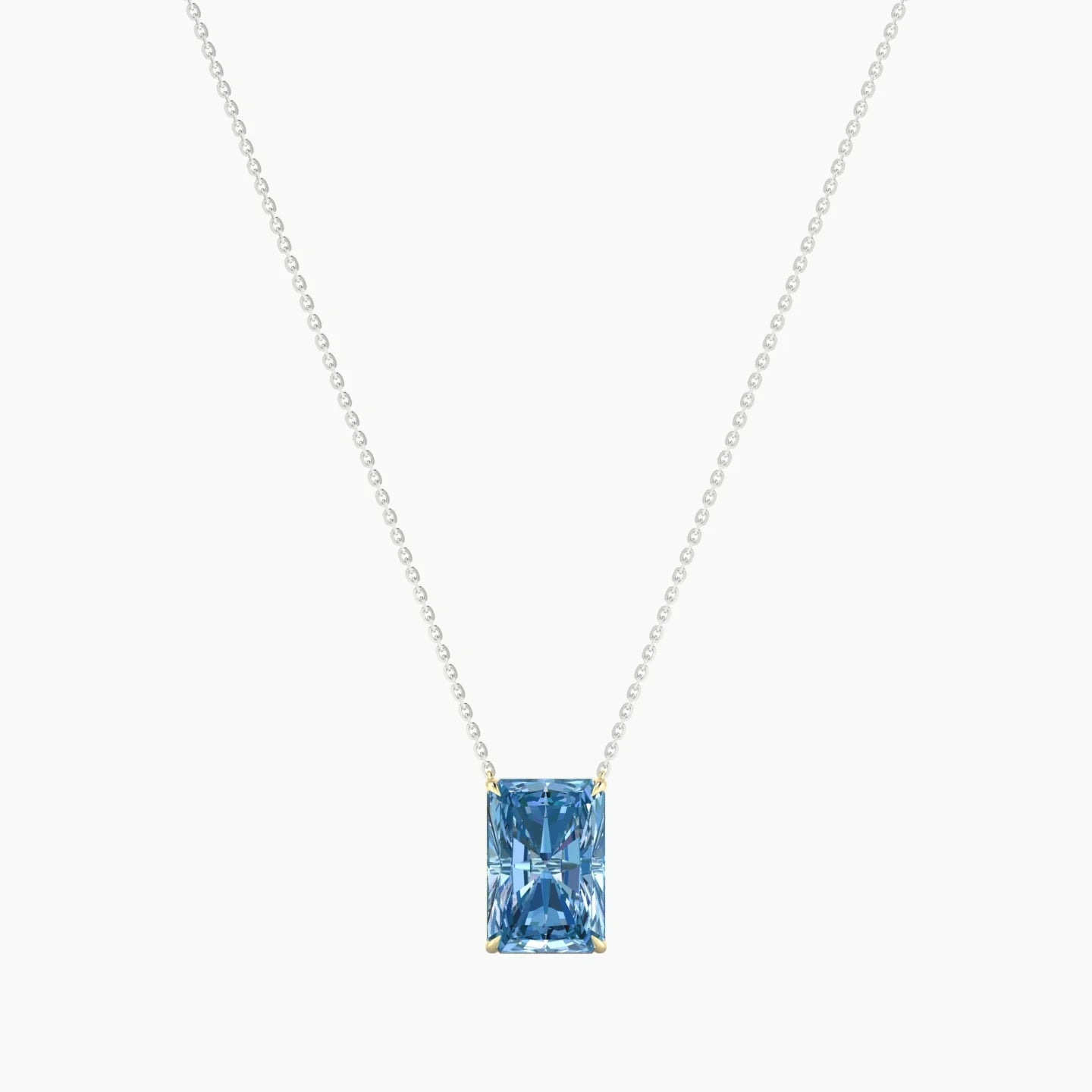Solitaire | 18k White & Yellow Gold 5 ct Blue Lab Diamond Radiant Cut Pendant