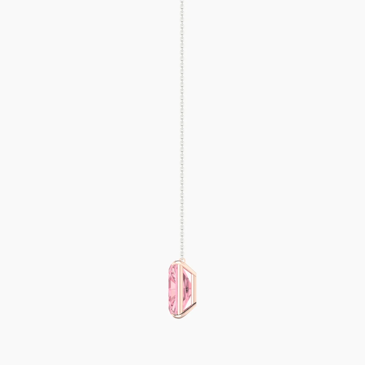 Solitaire | 18k White & Rose Gold 5 ct Pink Lab Diamond Radiant Cut Pendant