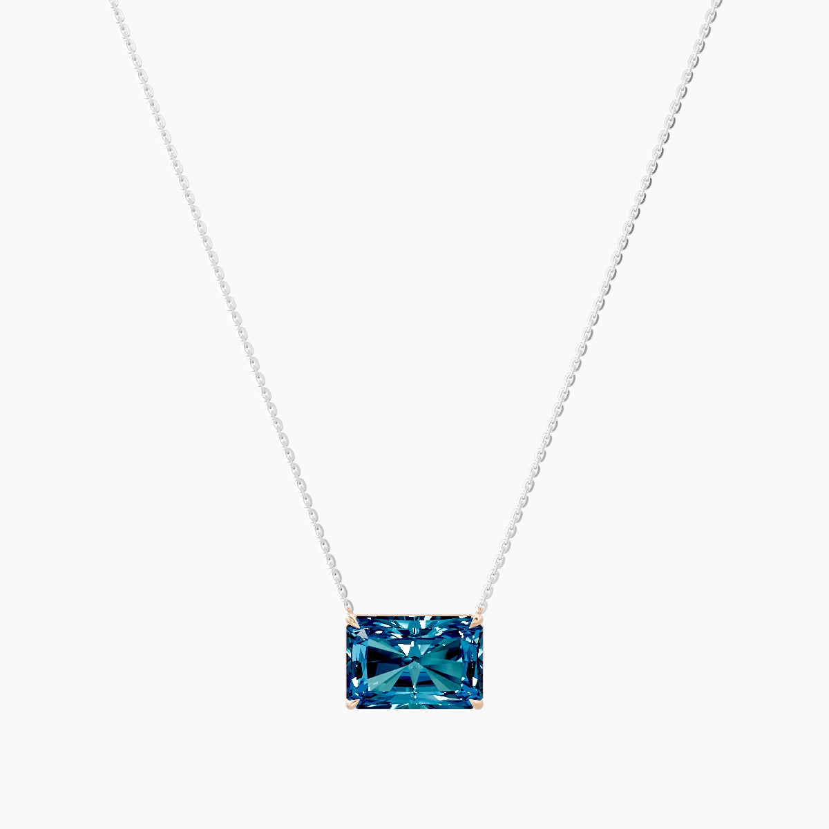Solitaire | 18k White & Rose Gold 5 ct Blue Lab Diamond Radiant Pendant
