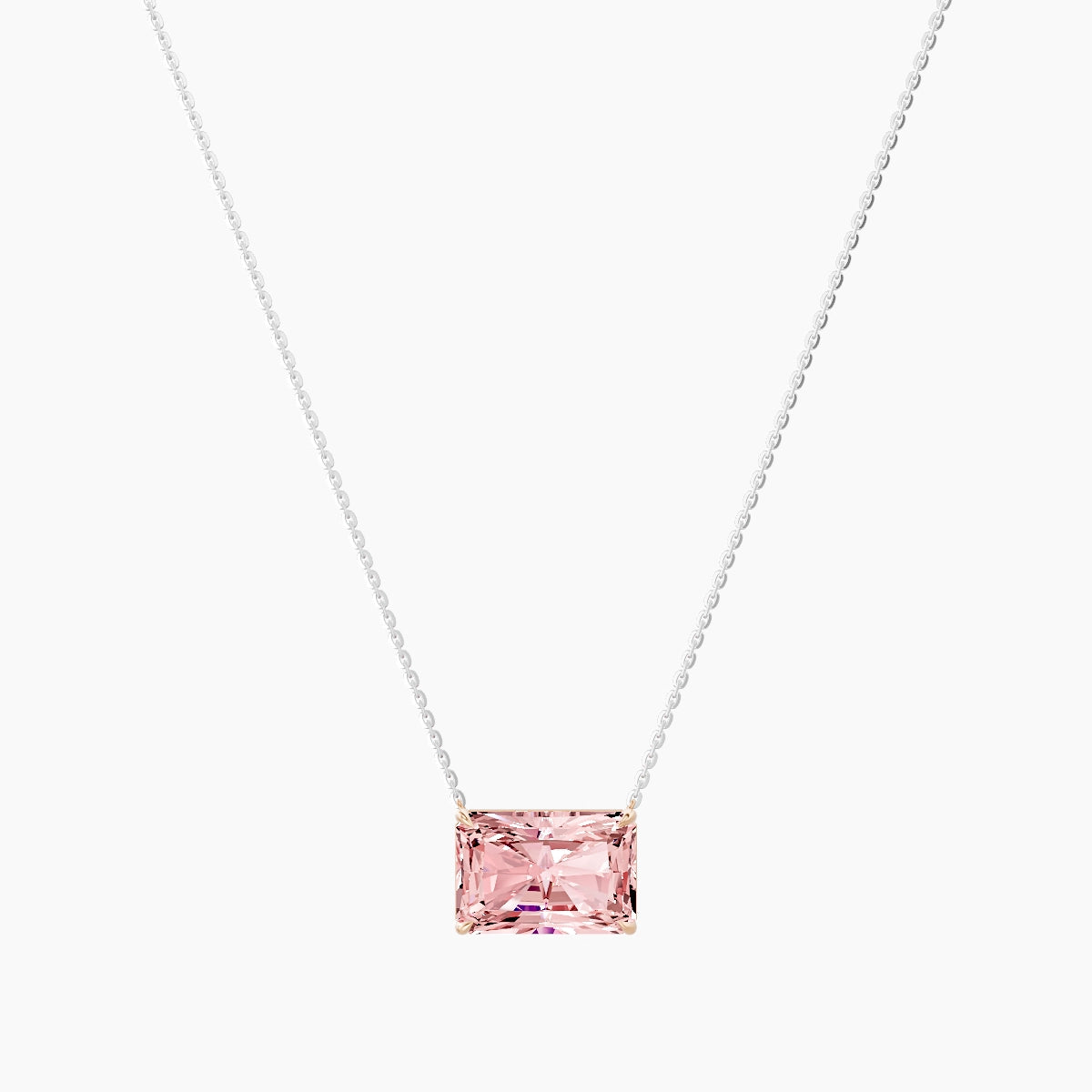 Solitaire | 18k White & Rose Gold 5 ct Pink Lab Diamond Radiant Pendant
