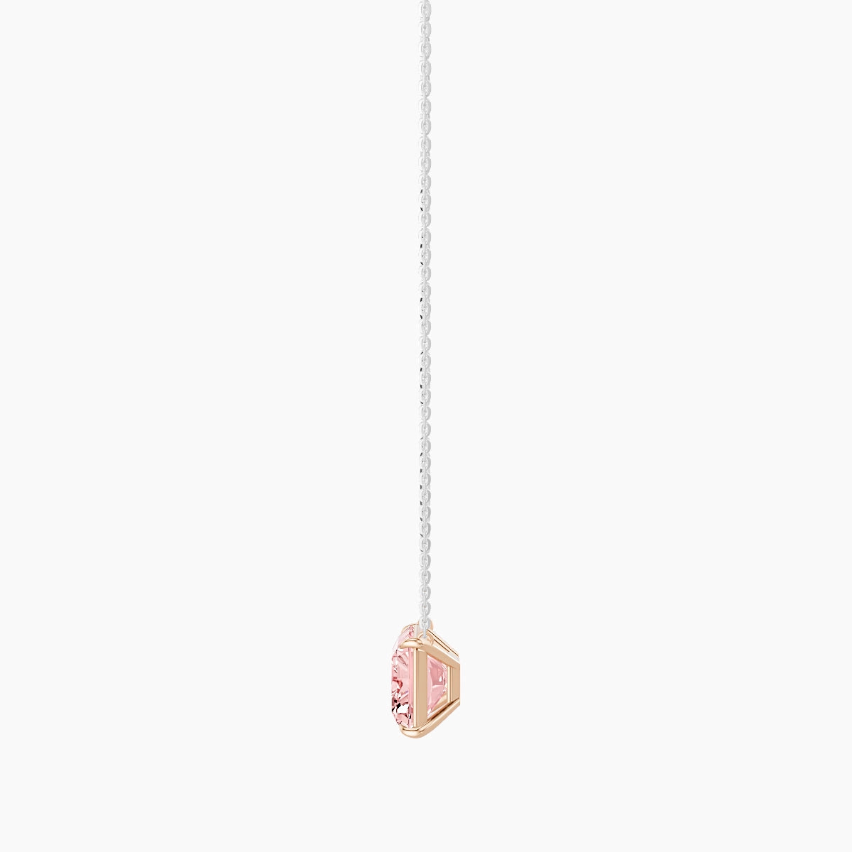 Solitaire | 18k White & Rose Gold 5 ct Pink Lab Diamond Radiant Pendant