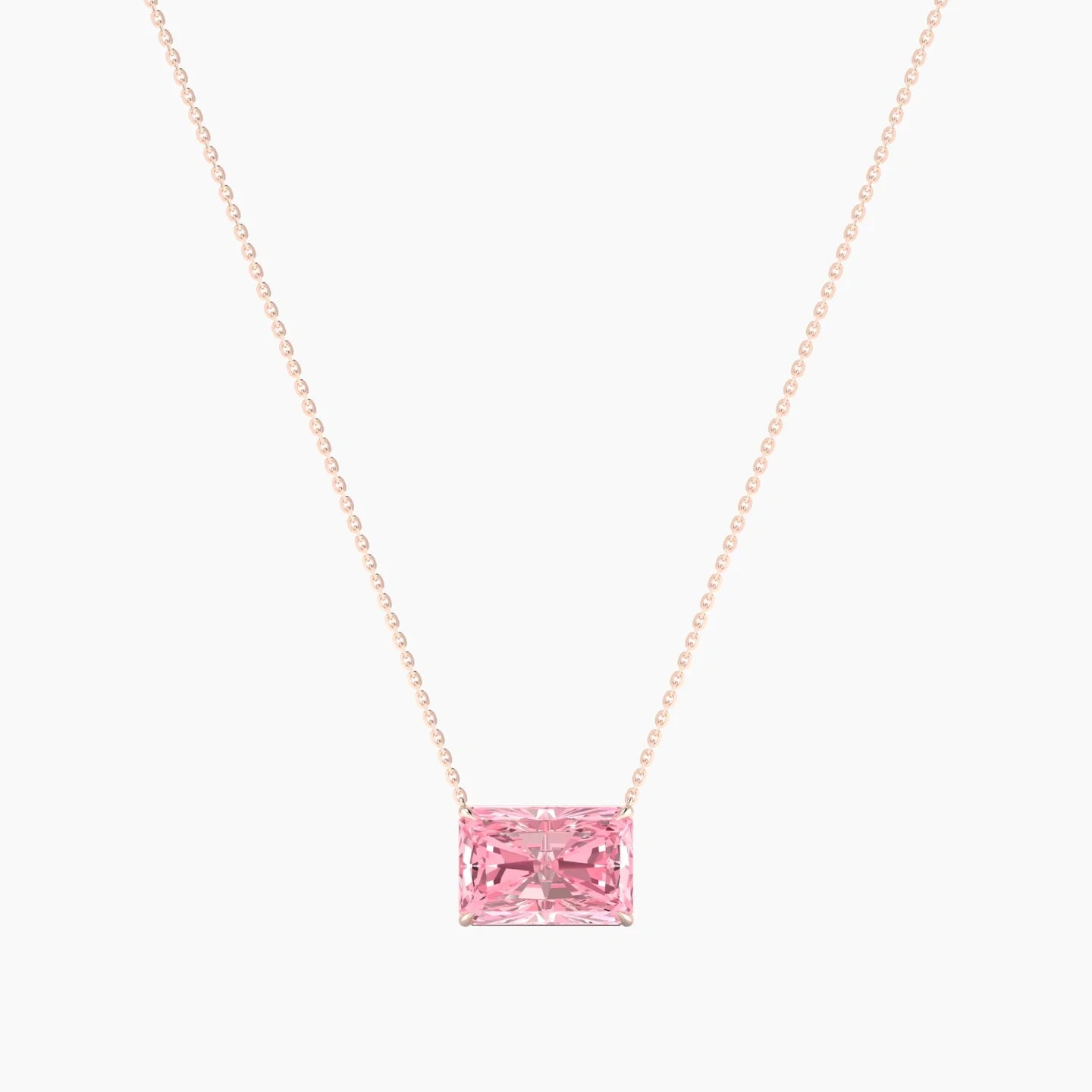 Solitaire | 18k Rose Gold 5 ct Pink Lab Diamond Radiant Cut Pendant