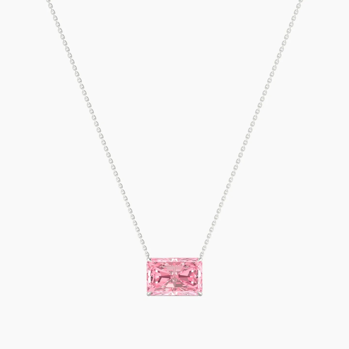 Solitaire | 18k White Gold 5 ct Pink Lab Diamond Radiant Cut Pendant