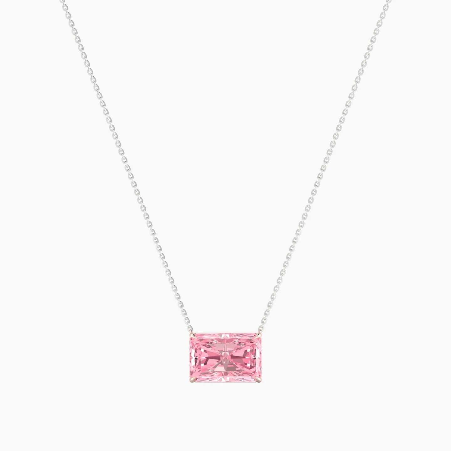 Solitaire | 18k White & Rose Gold 5 ct Pink Lab Diamond Radiant Cut Pendant