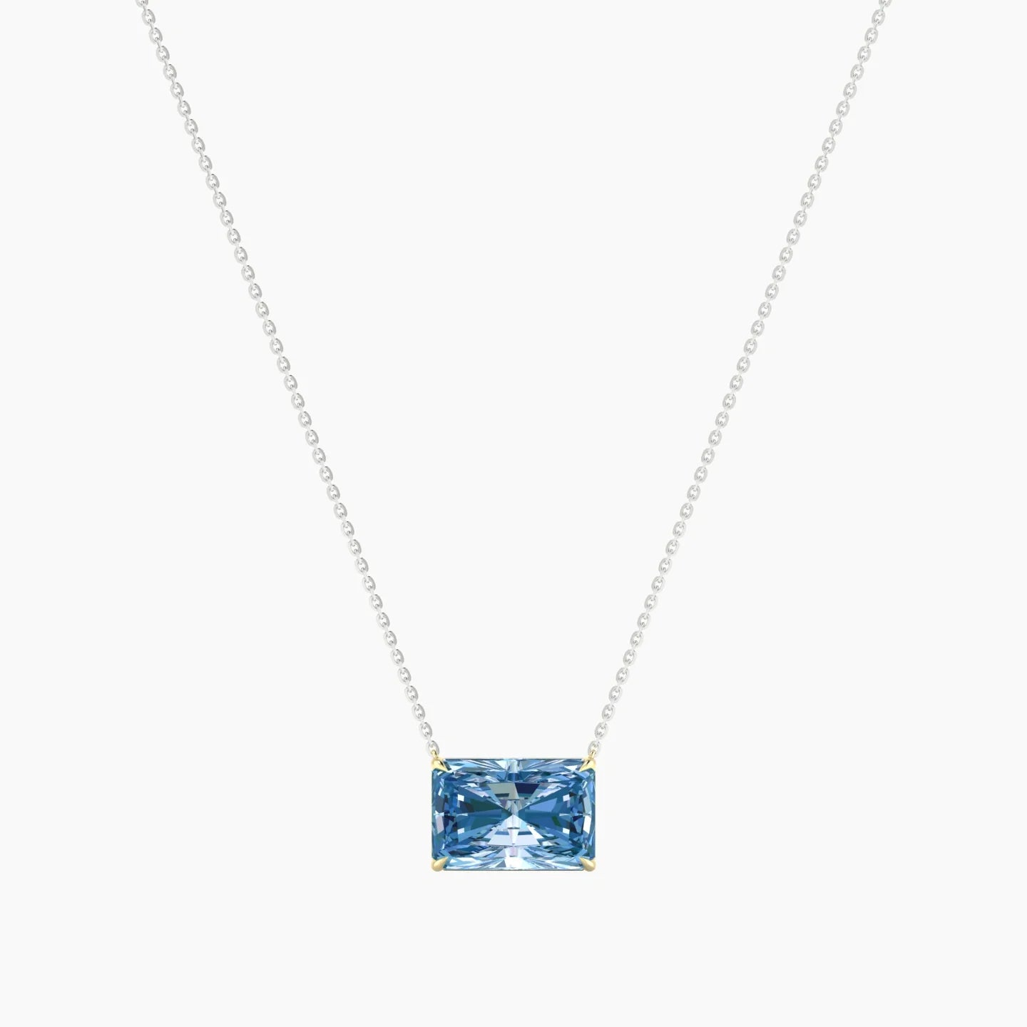 Solitaire | 18k White & Yellow Gold 5 ct Blue Lab Diamond Radiant Cut Pendant