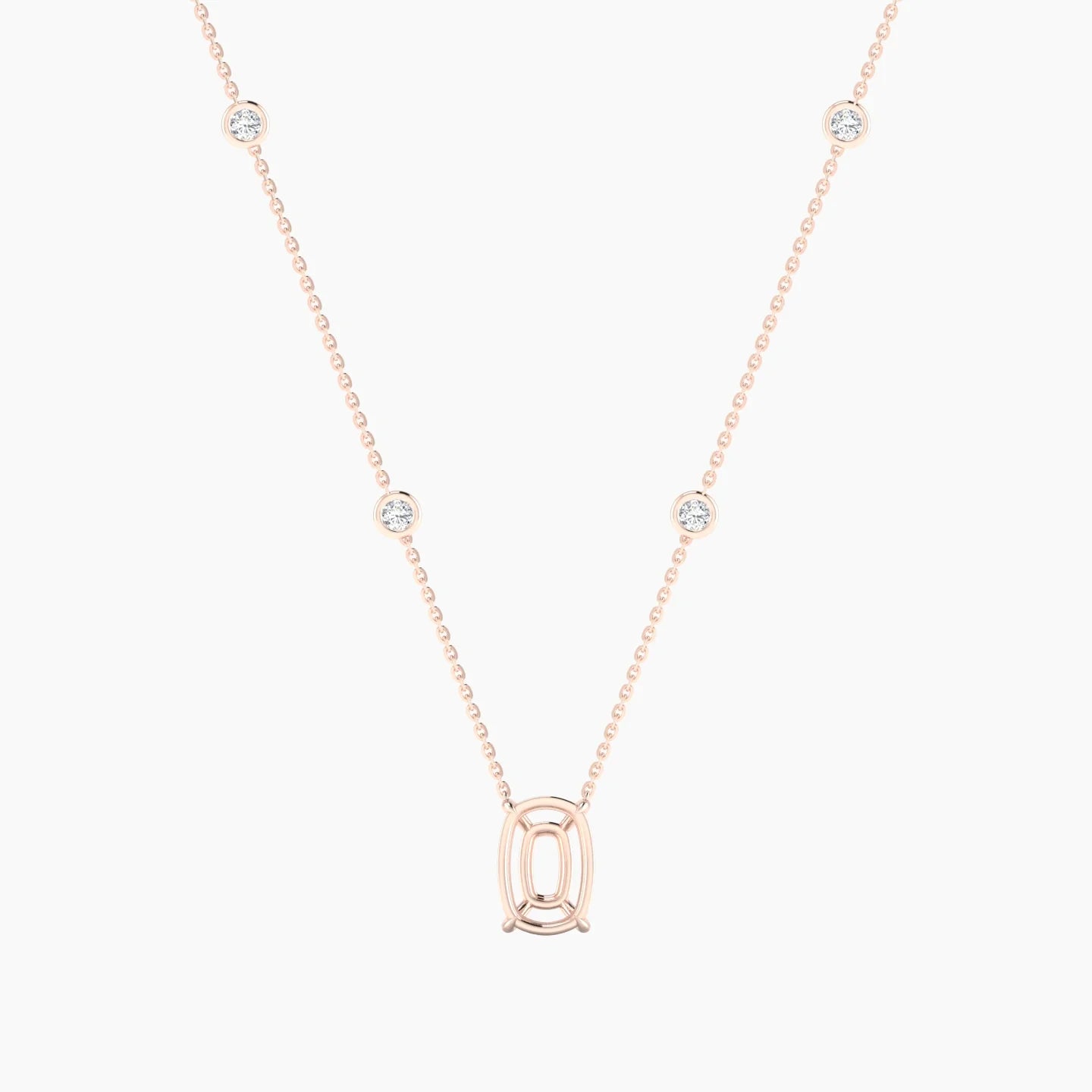 Solitaire with Sautoir | 18k Rose Gold 3-4.99 ct Cushion Cut Pendant Setting