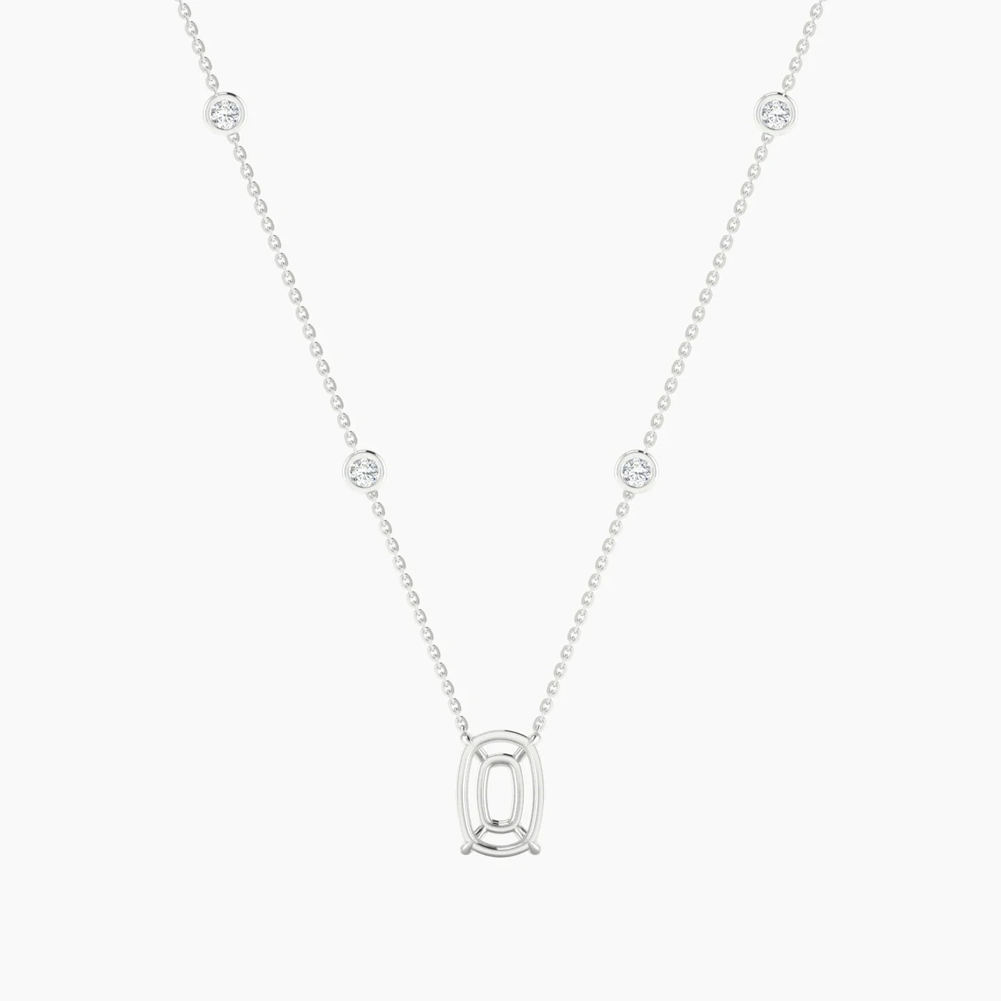 Solitaire with Sautoir | 18k White Gold 3-4.99 ct Cushion Cut Pendant Setting