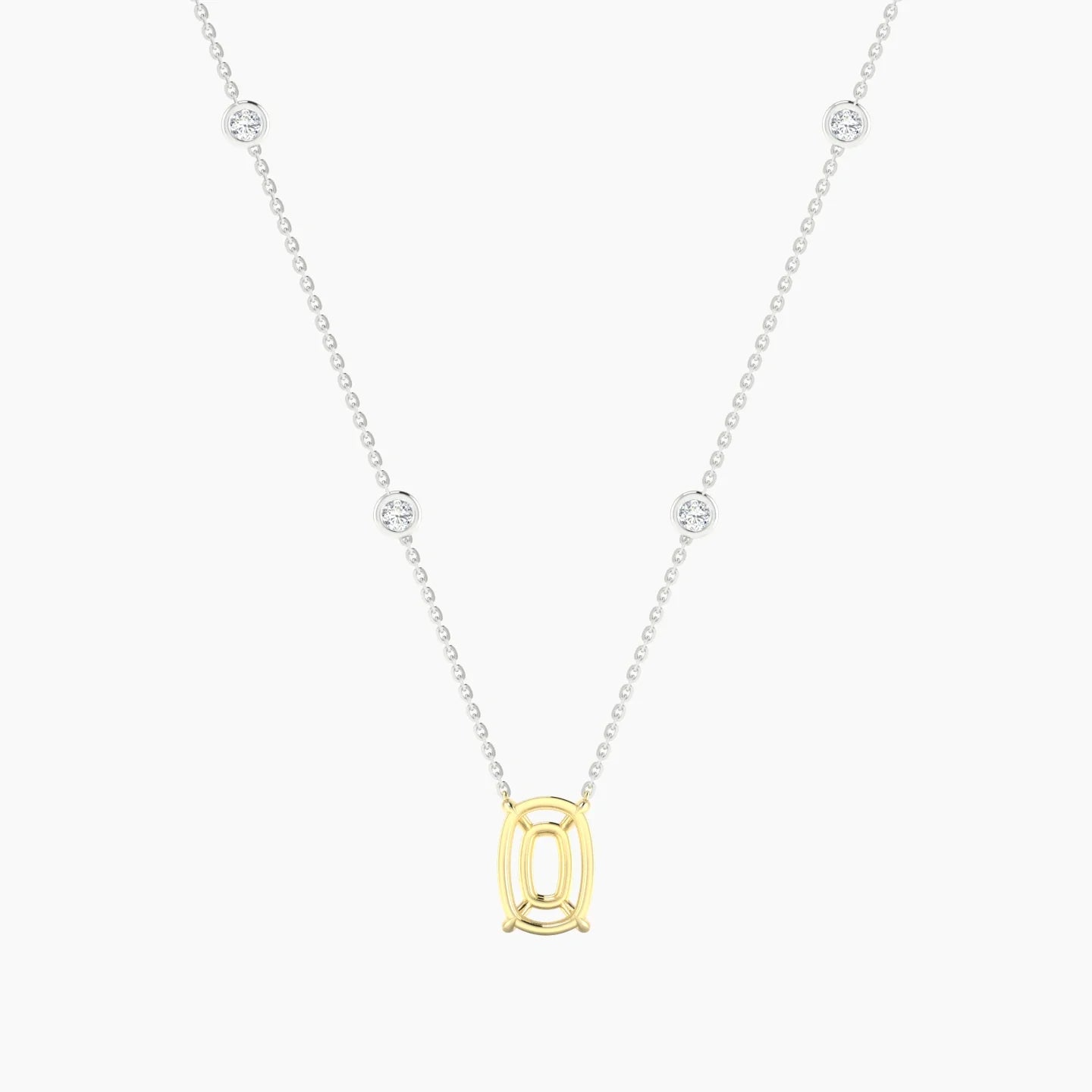Solitaire with Sautoir | 18k White & Yellow Gold 3-4.99 ct Cushion Cut Pendant Setting