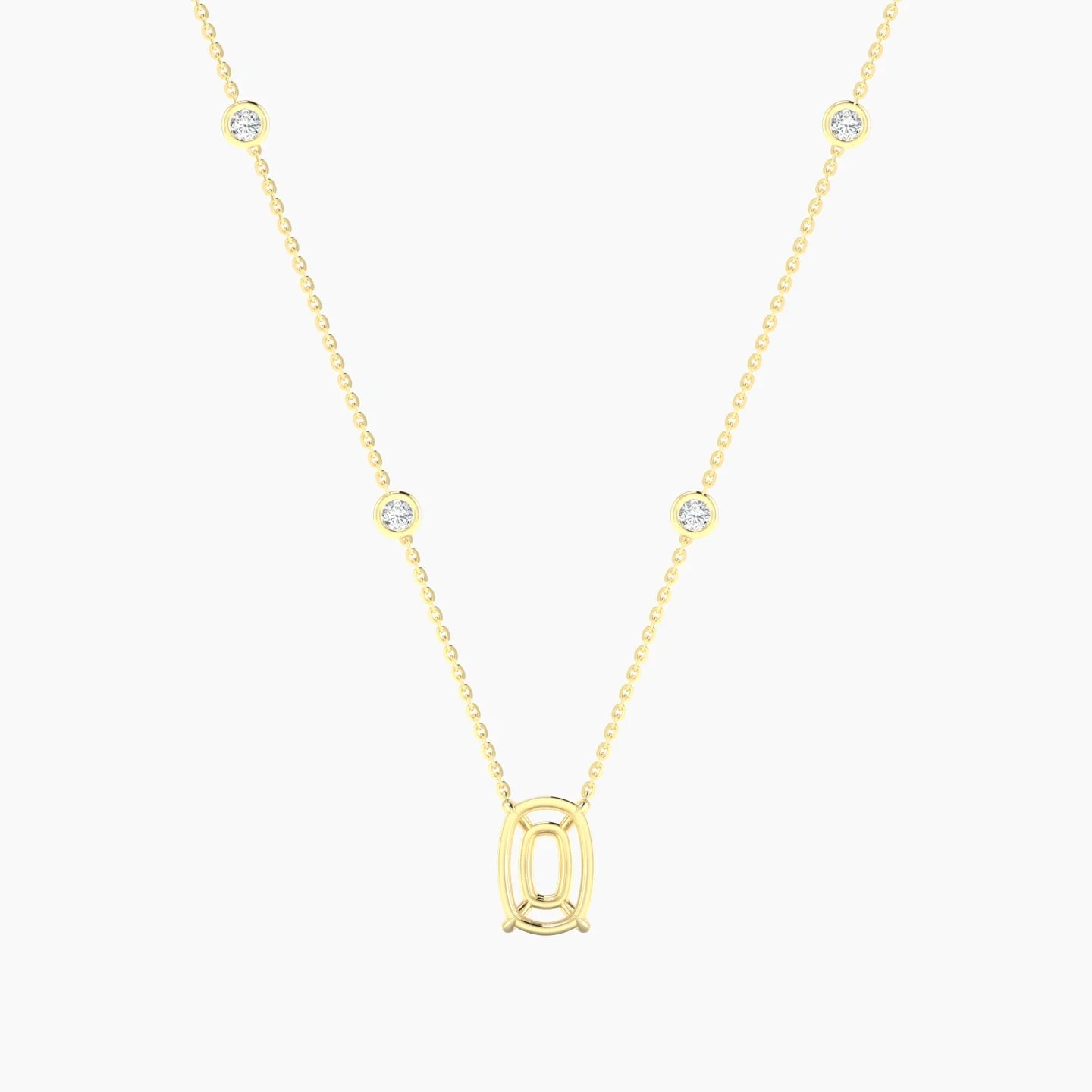 Solitaire with Sautoir | 18k Yellow Gold 3-4.99 ct Cushion Cut Pendant Setting