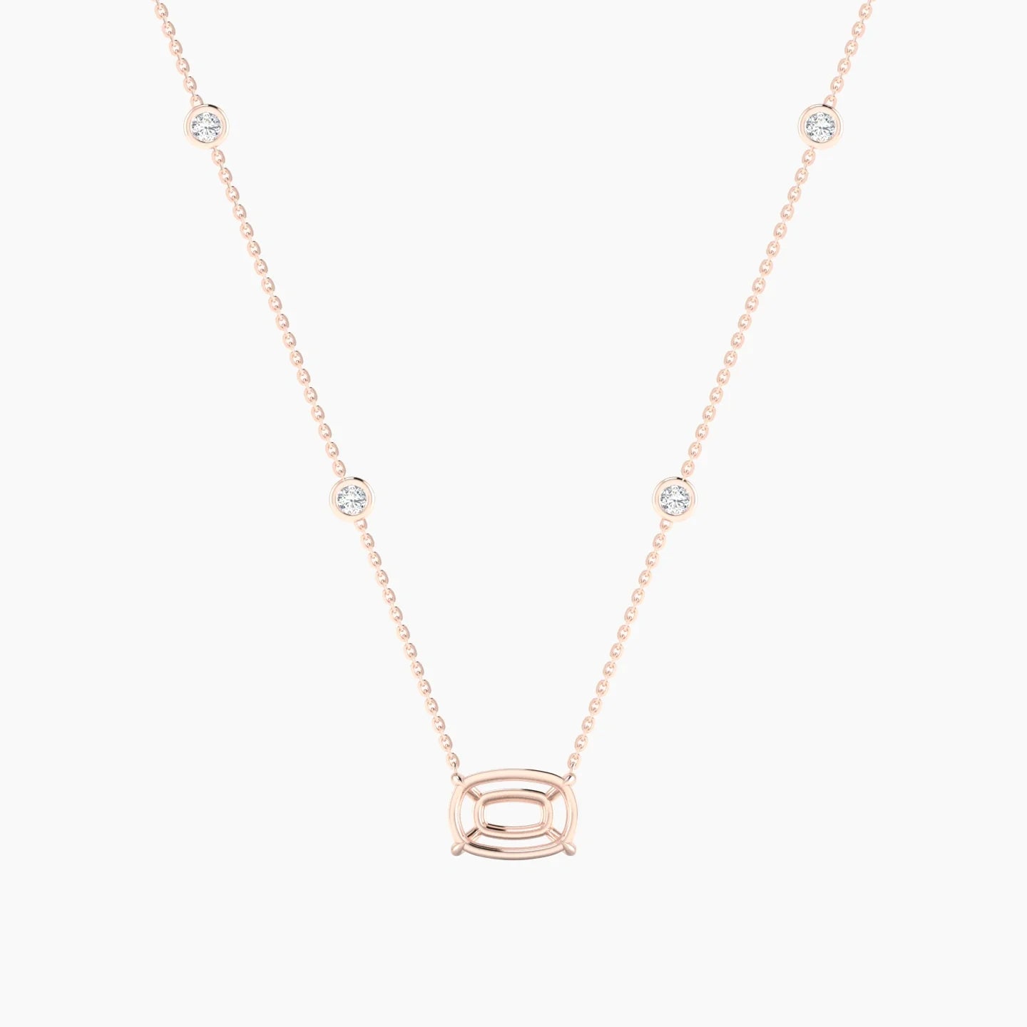 Solitaire with Sautoir | 18k Rose Gold 3-4.99 ct Cushion Cut Pendant Setting