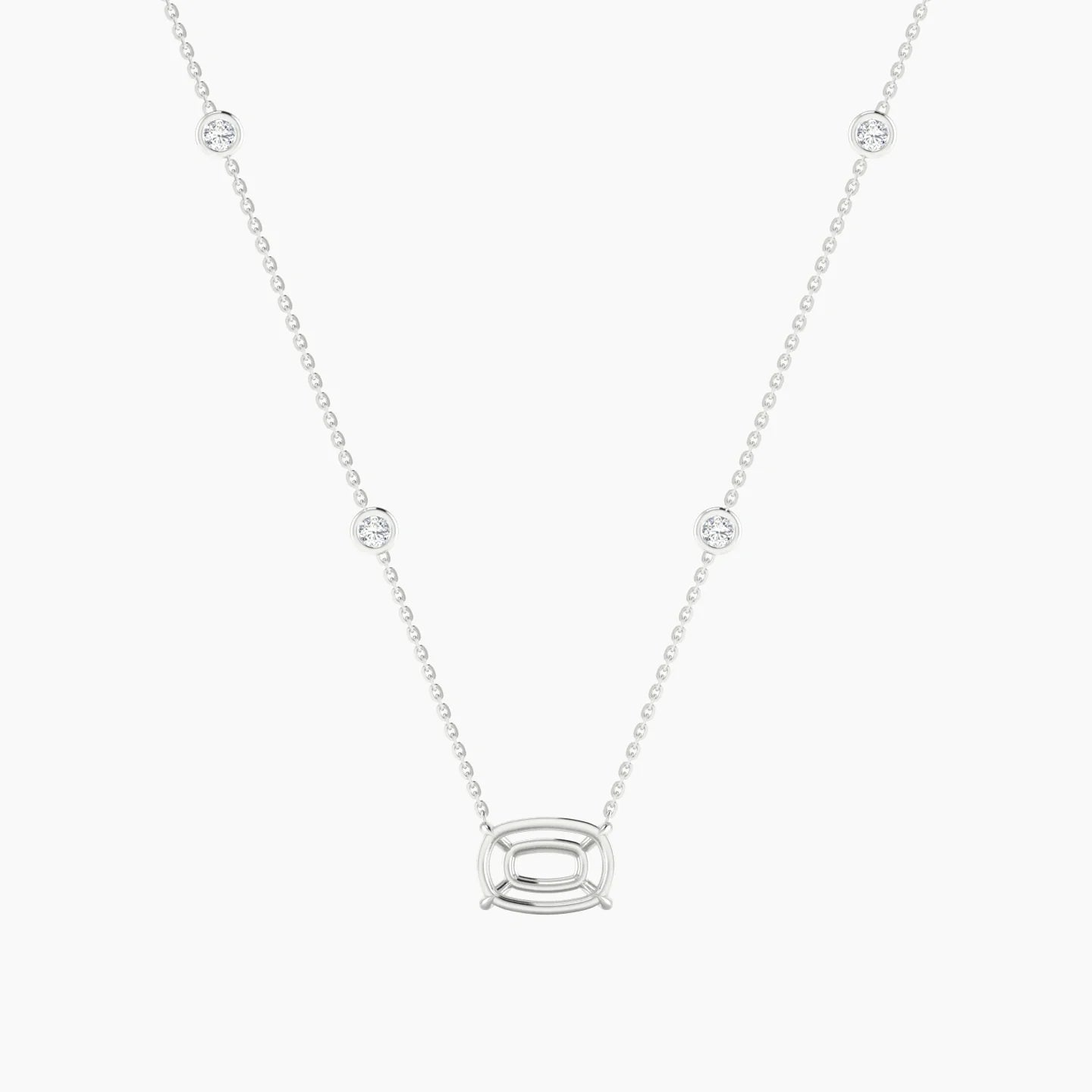 Solitaire with Sautoir | 18k White Gold 3-4.99 ct Cushion Cut Pendant Setting