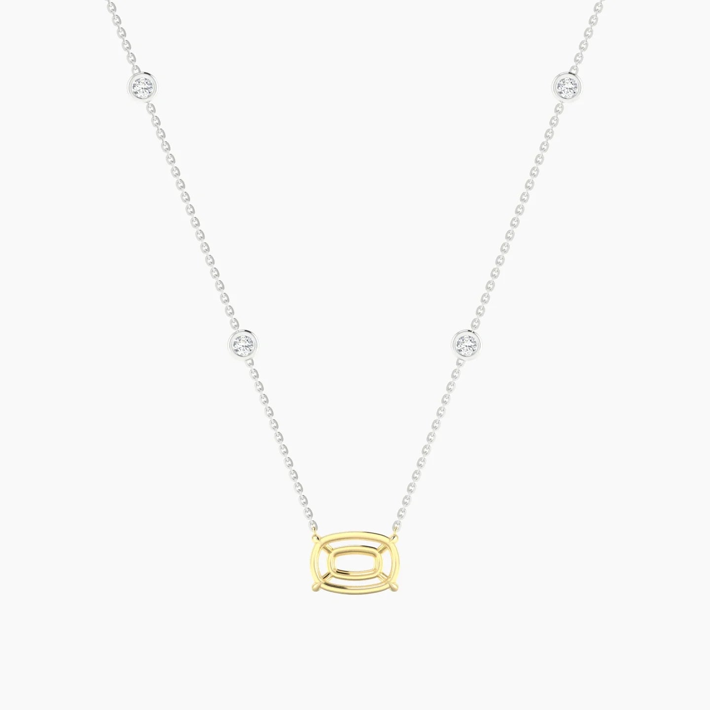 Solitaire with Sautoir | 18k White & Yellow Gold 3-4.99 ct Cushion Cut Pendant Setting