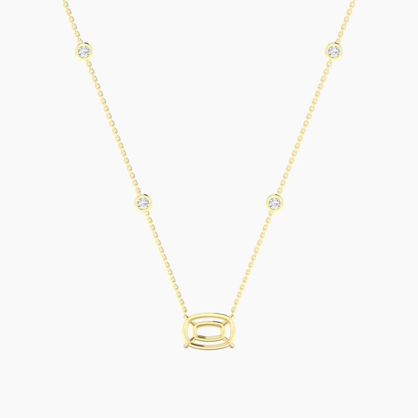 Solitaire with Sautoir | 18k Yellow Gold 3-4.99 ct Cushion Cut Pendant Setting