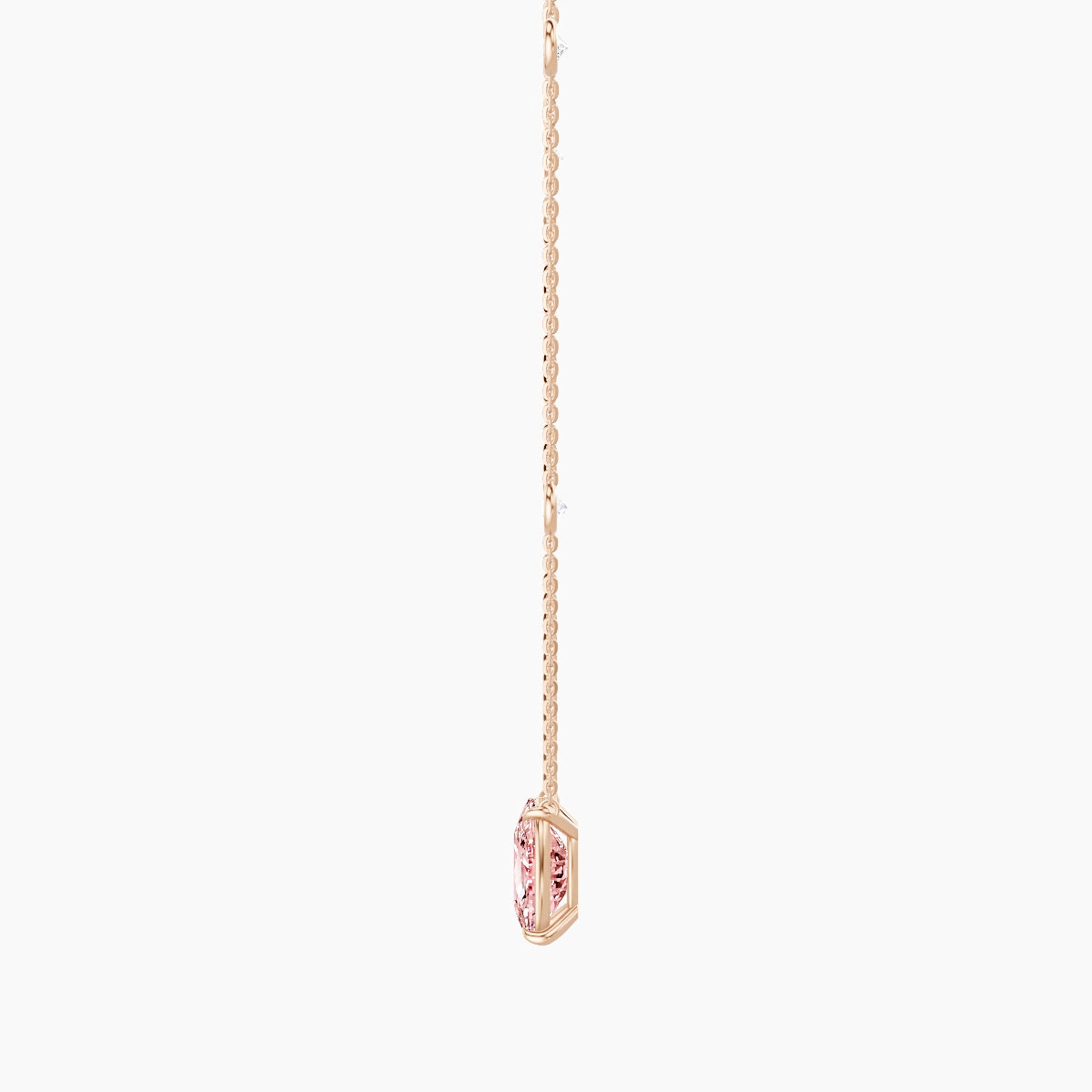 Solitaire with Sautoir | 18k Rose Gold 3 ct Pink Lab Diamond Cushion Pendant