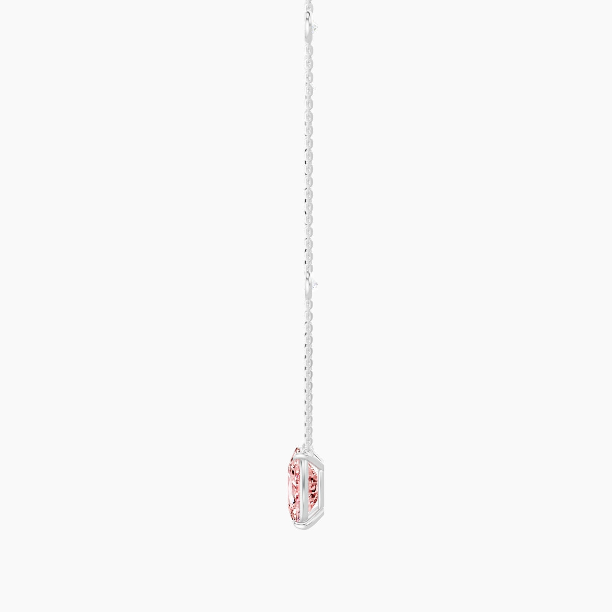 Solitaire with Sautoir | 18k White Gold 3 ct Pink Lab Diamond Cushion Pendant