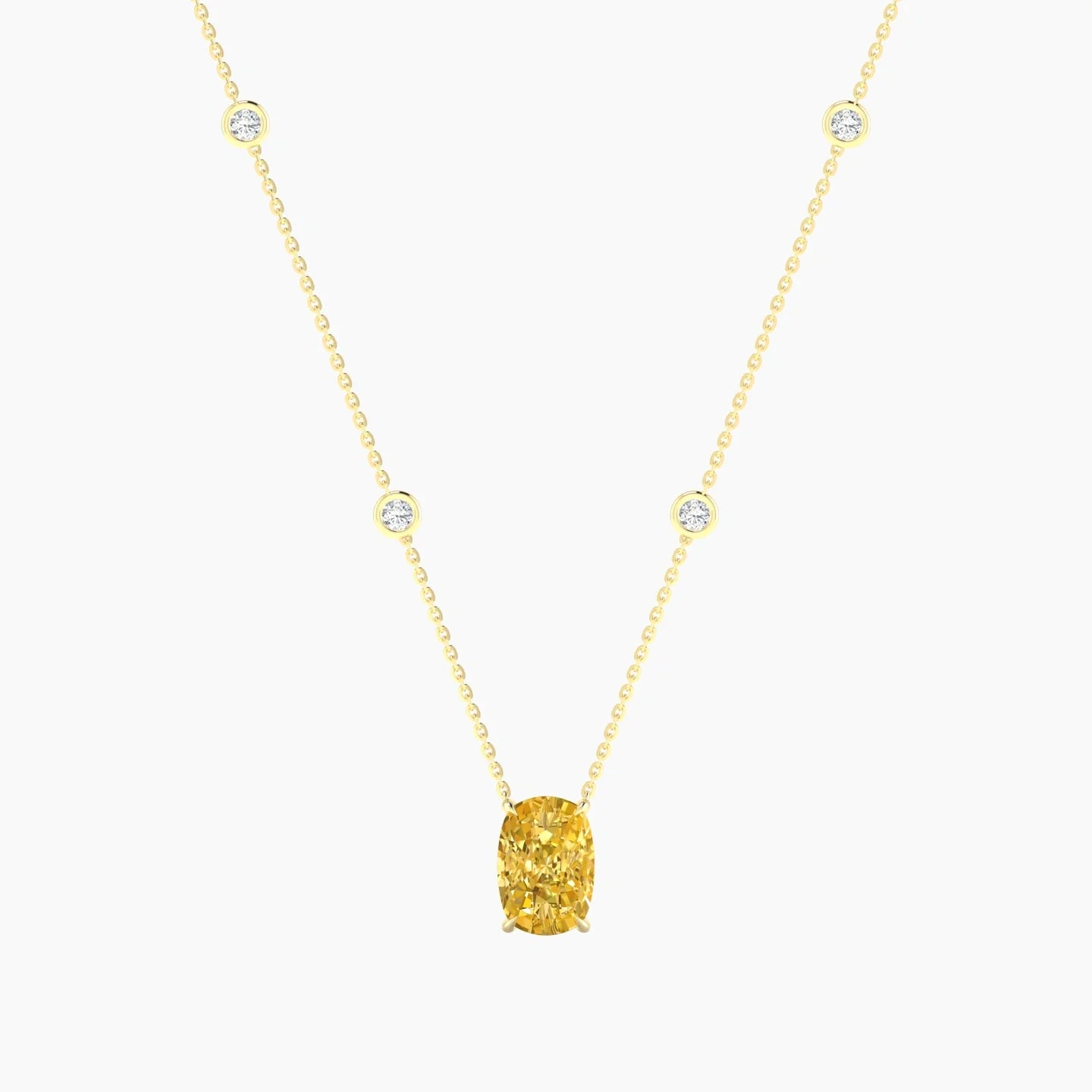Solitaire with Sautoir | 18k Yellow Gold 3 ct Yellow Lab Diamond Cushion Cut Pendant