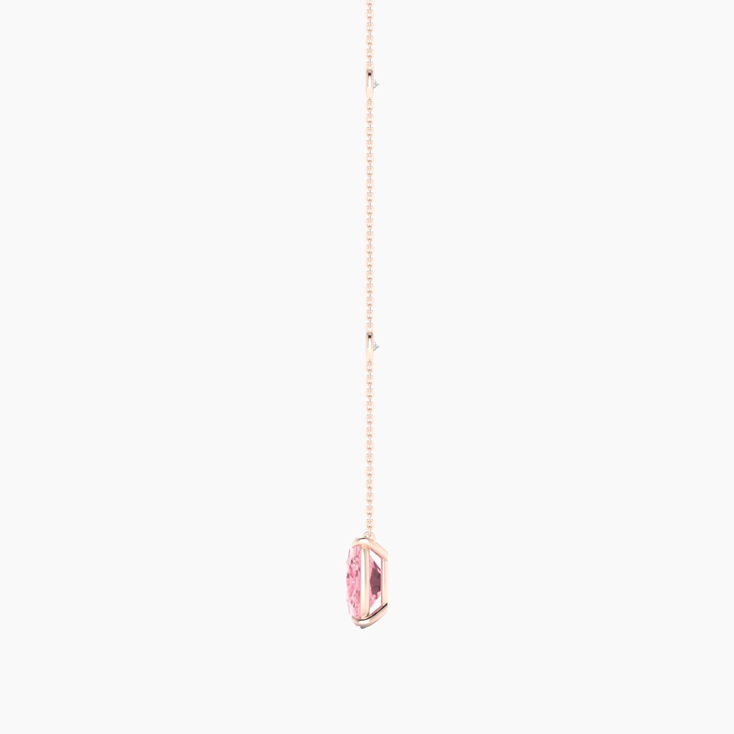Solitaire with Sautoir | 18k Rose Gold 3 ct Pink Lab Diamond Cushion Cut Pendant