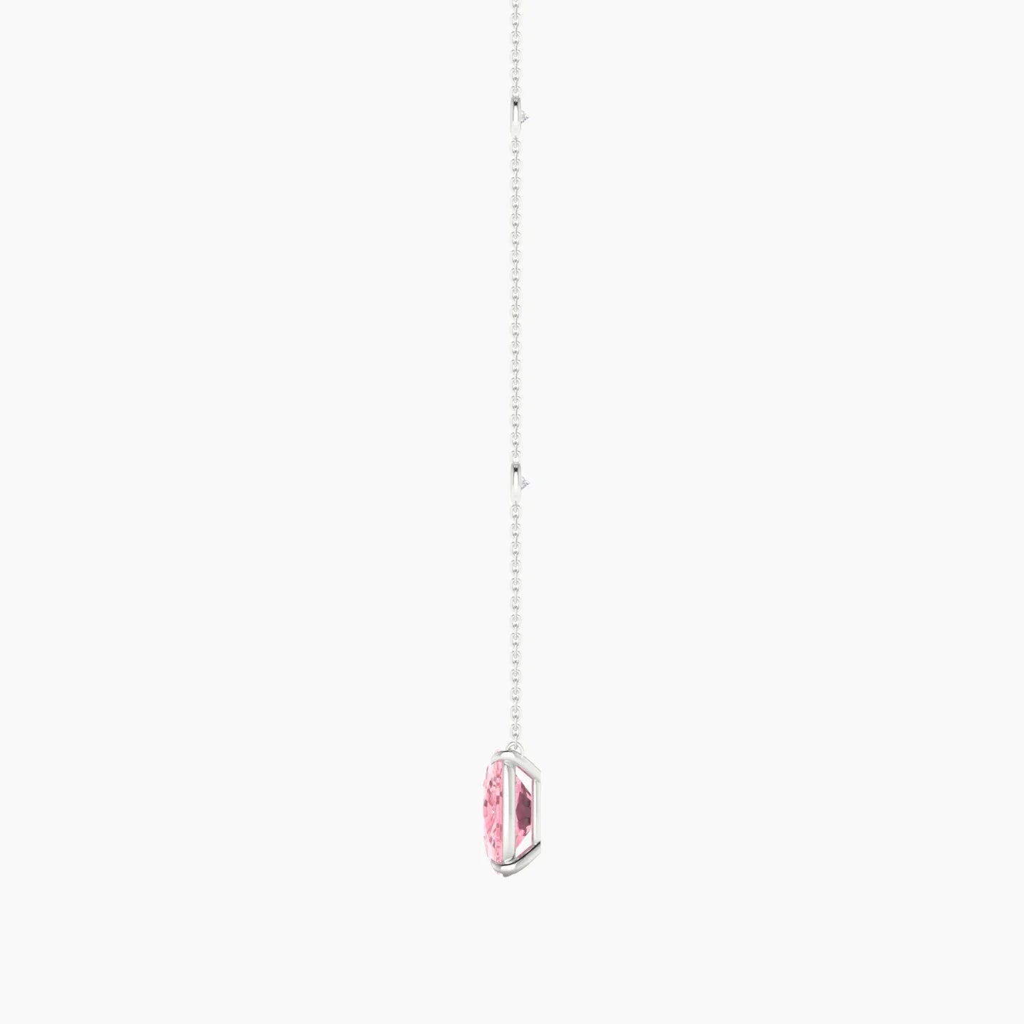 Solitaire with Sautoir | 18k White Gold 3 ct Pink Lab Diamond Cushion Cut Pendant