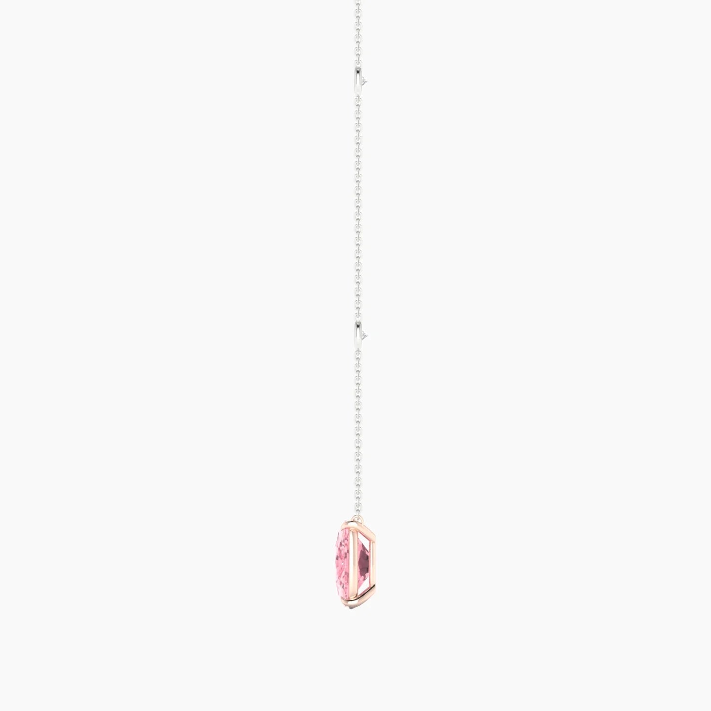 Solitaire with Sautoir | 18k White & Rose Gold 3 ct Pink Lab Diamond Cushion Cut Pendant