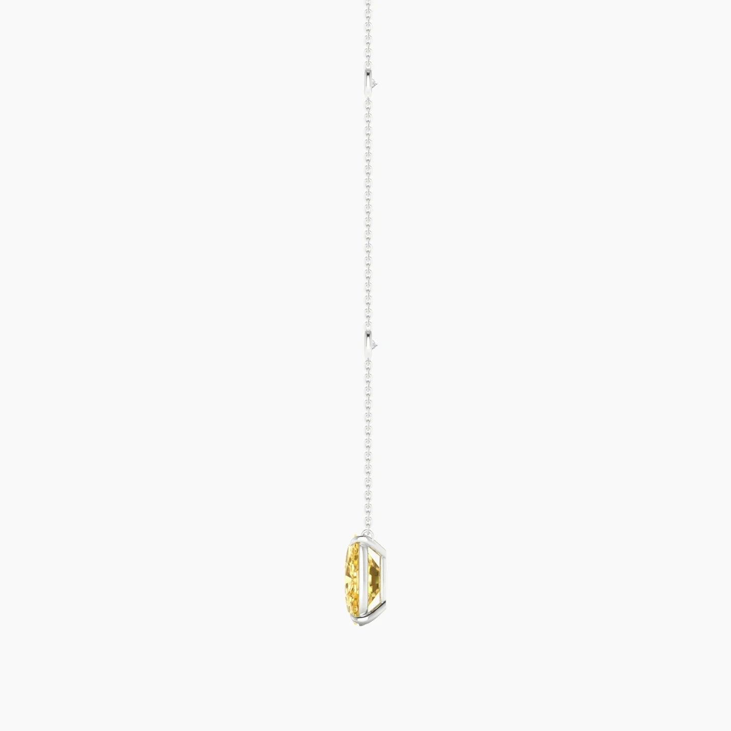 Solitaire with Sautoir | 18k White Gold 3 ct Yellow Lab Diamond Cushion Cut Pendant