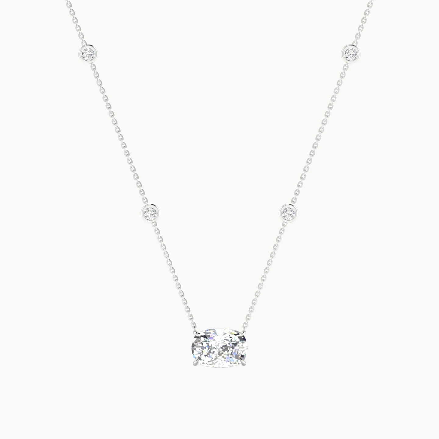Solitaire with Sautoir | 18k White Gold 3 ct Lab Diamond Cushion Cut Pendant