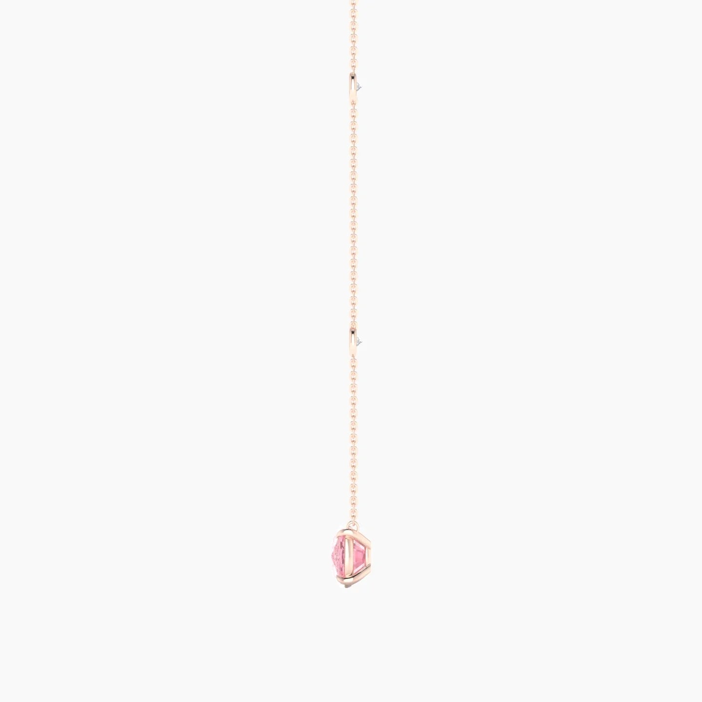 Solitaire with Sautoir | 18k Rose Gold 3 ct Pink Lab Diamond Cushion Cut Pendant