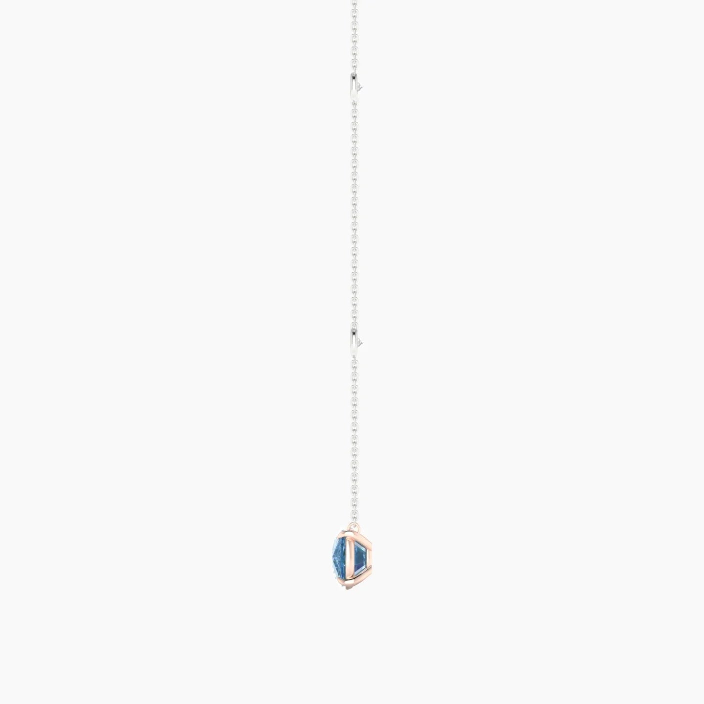 Solitaire with Sautoir | 18k White & Rose Gold 3 ct Blue Lab Diamond Cushion Cut Pendant